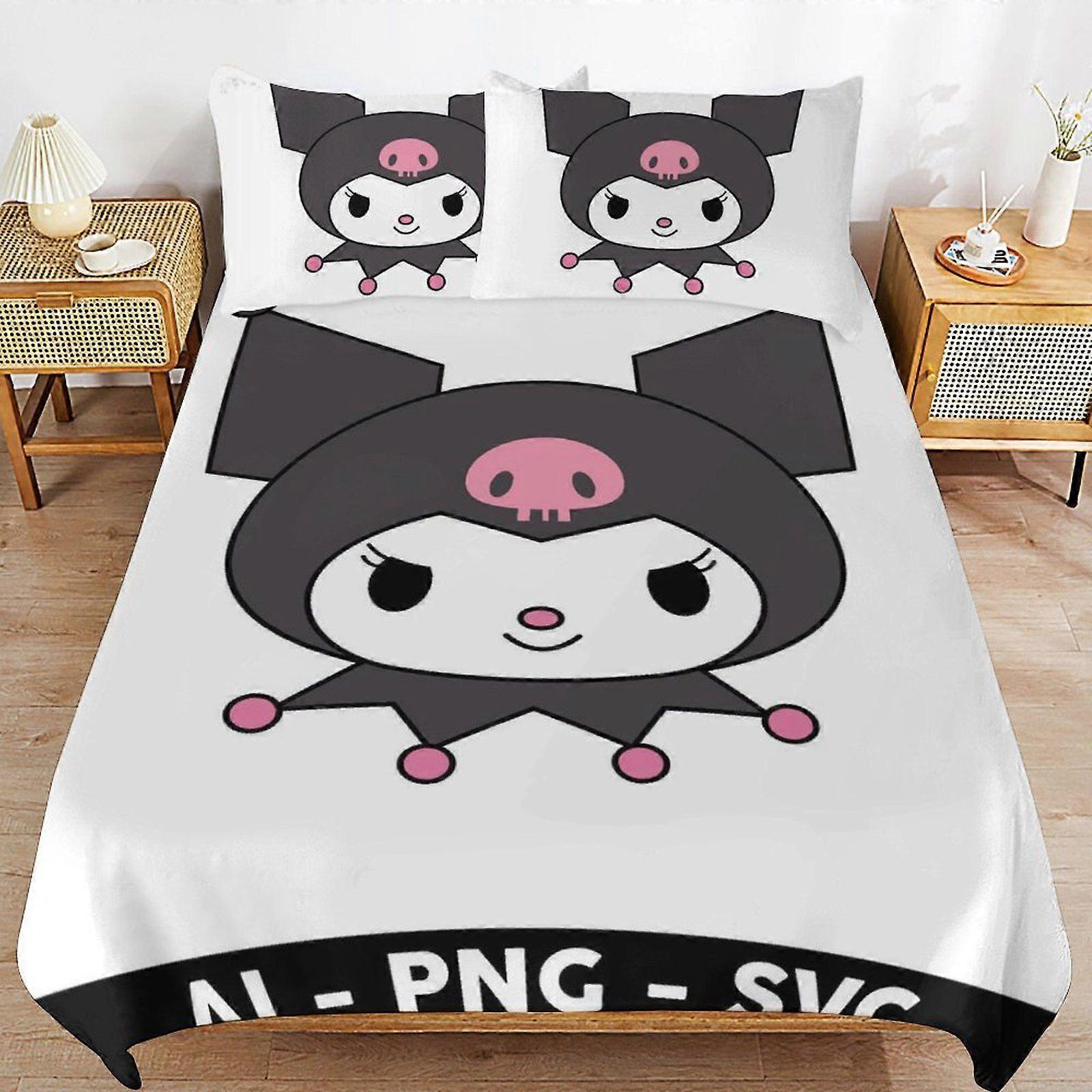 D647 Kuromi Hotel Style Lightweight Smooth Texture Secure Closure Duvet Cover Sets Comfort Package S647