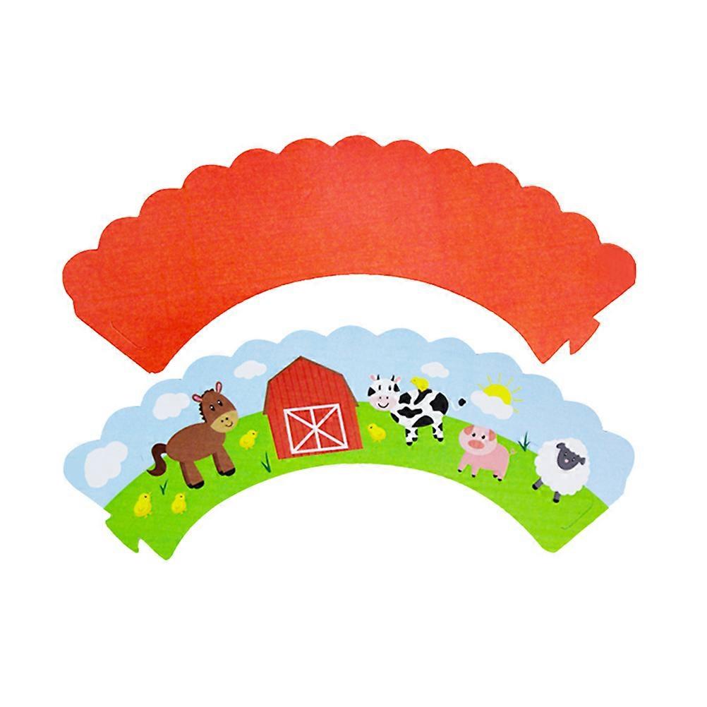 Farm Cake Toppers 48Pcs Assorted Color Cupcake Wrappers with Easy Assembly for Birthday Decoration