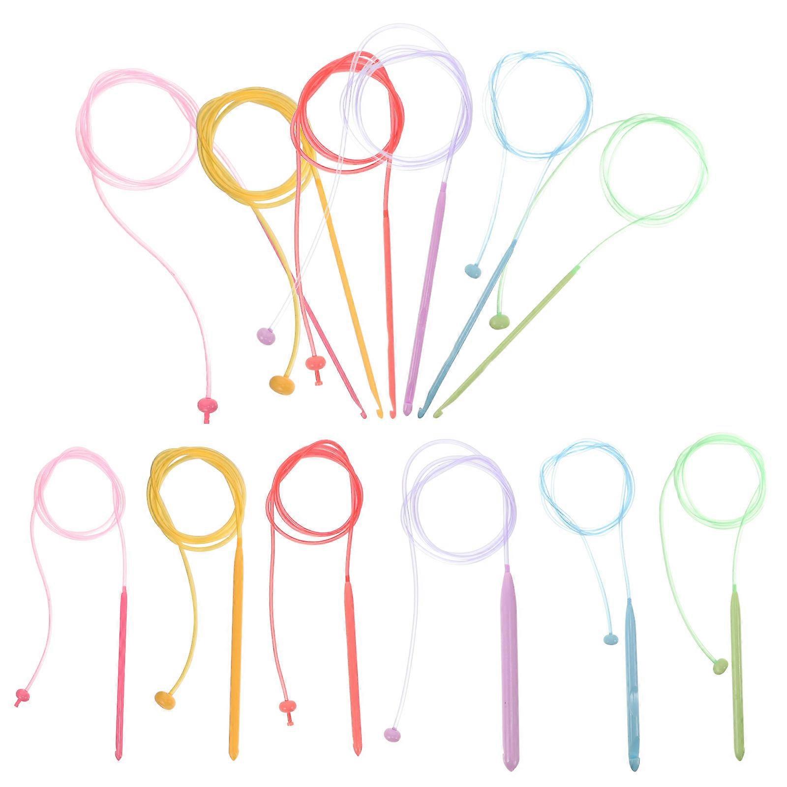 Crochet Needles Circular Sewing Needles for Making Blankets Assorted Color Plastic for 12Pcs