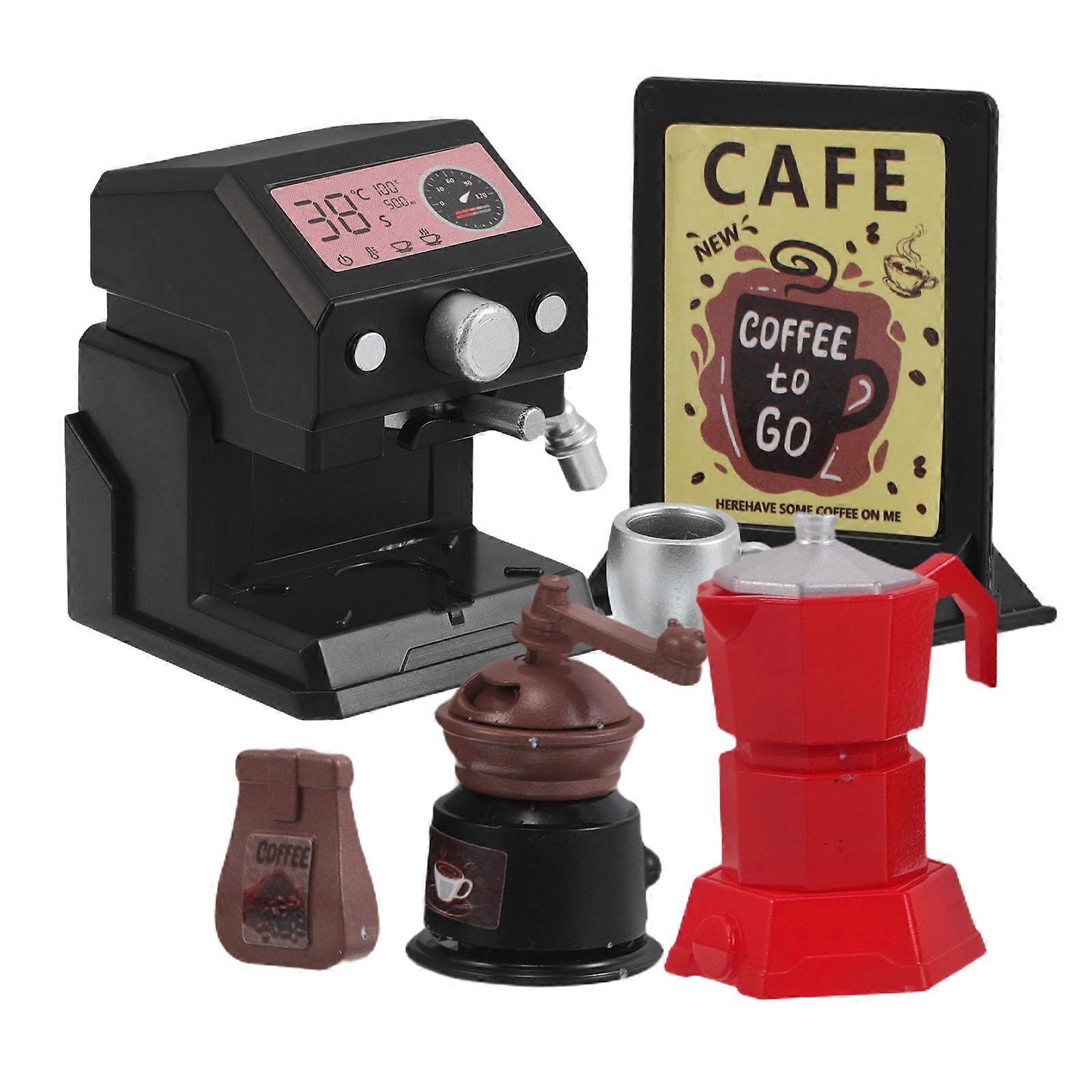 Miniature Coffee House Model Plastic for Decoration 1Set Realistic Decor