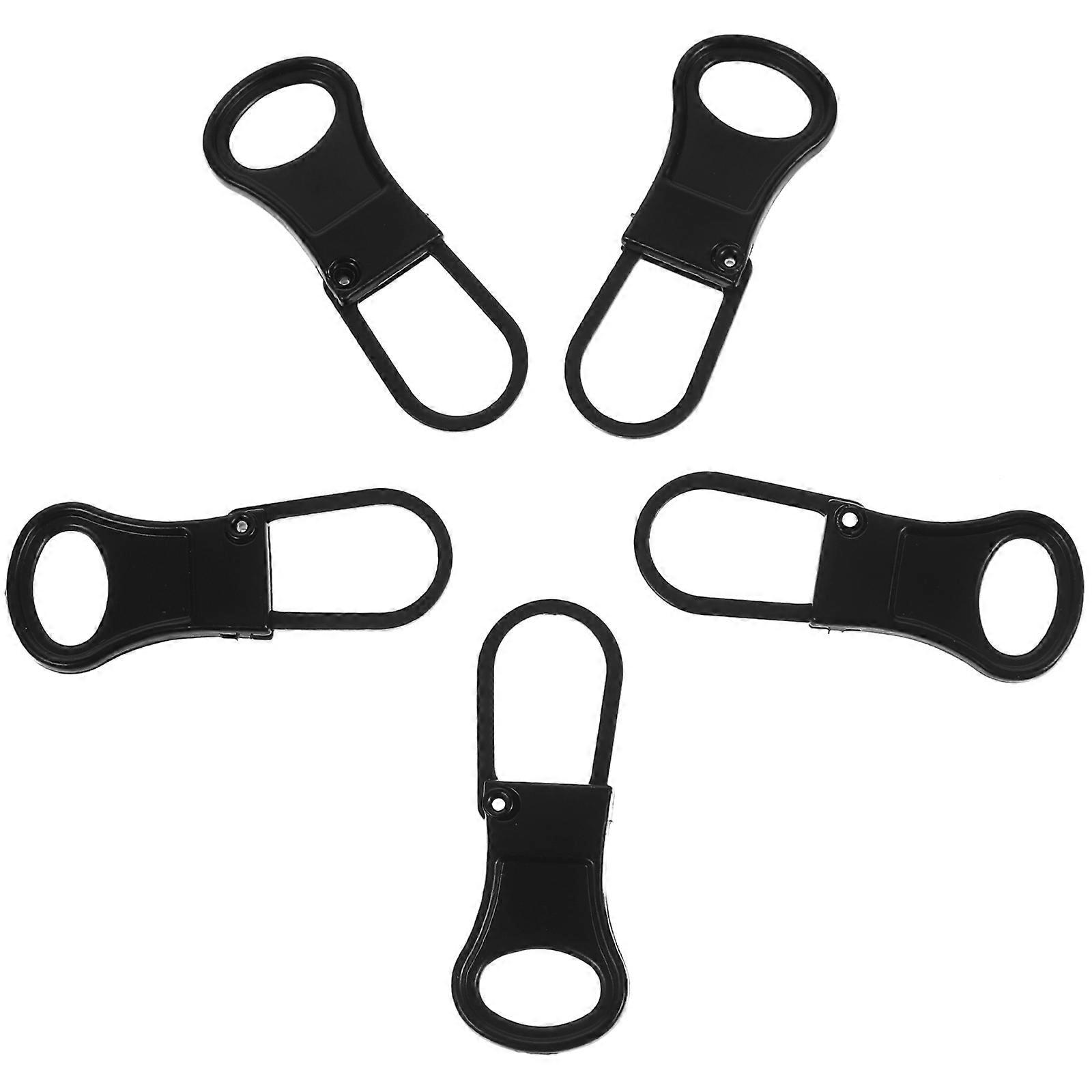 Zipper Pulls Black Alloy Replacement Tabs Repair Kit 5Pcs for Backpacks