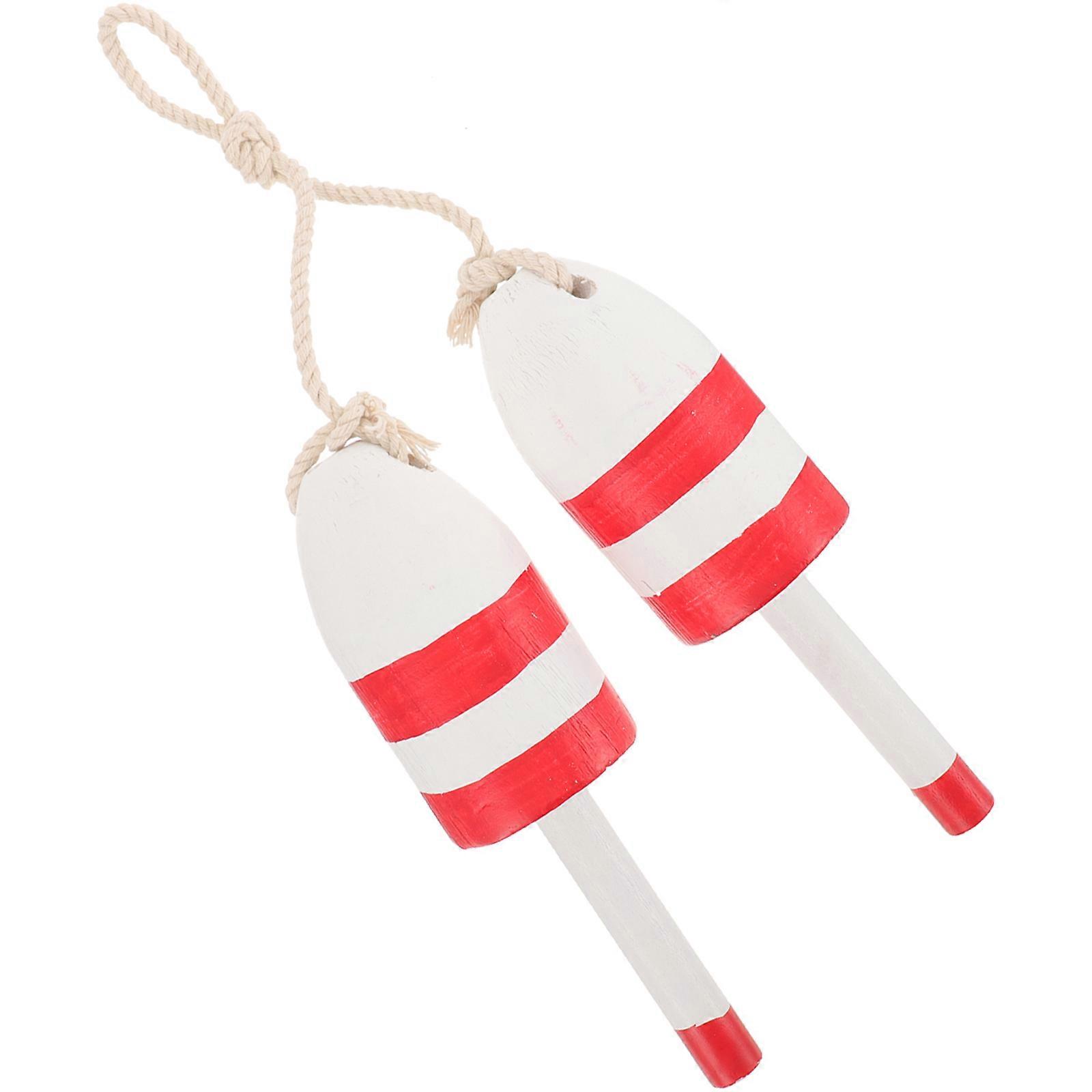 Wooden Mediterranean Wall Float for Hanging Decor 3Pcs Nautical Red