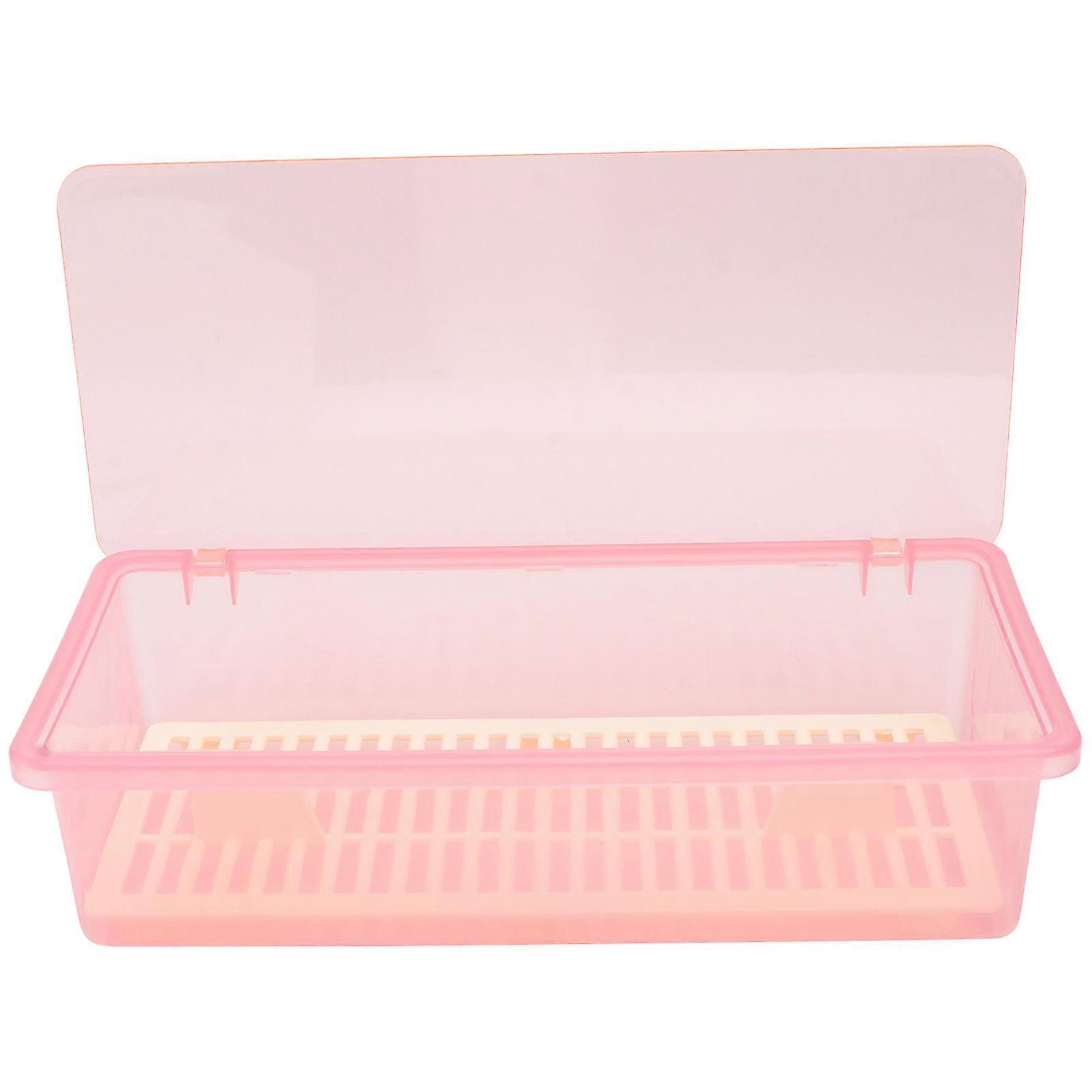 Chopstick Drain Box Cutlery Organizer for Storage 3Pcs Pink Plastic Case