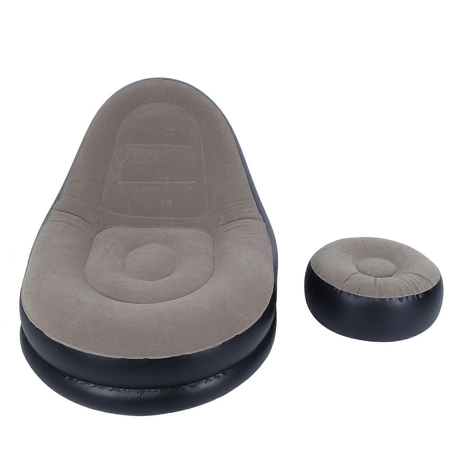 Modern Inflatable Folding Recliner Sofa Chair with Footstool for Living Room Balcony Garden