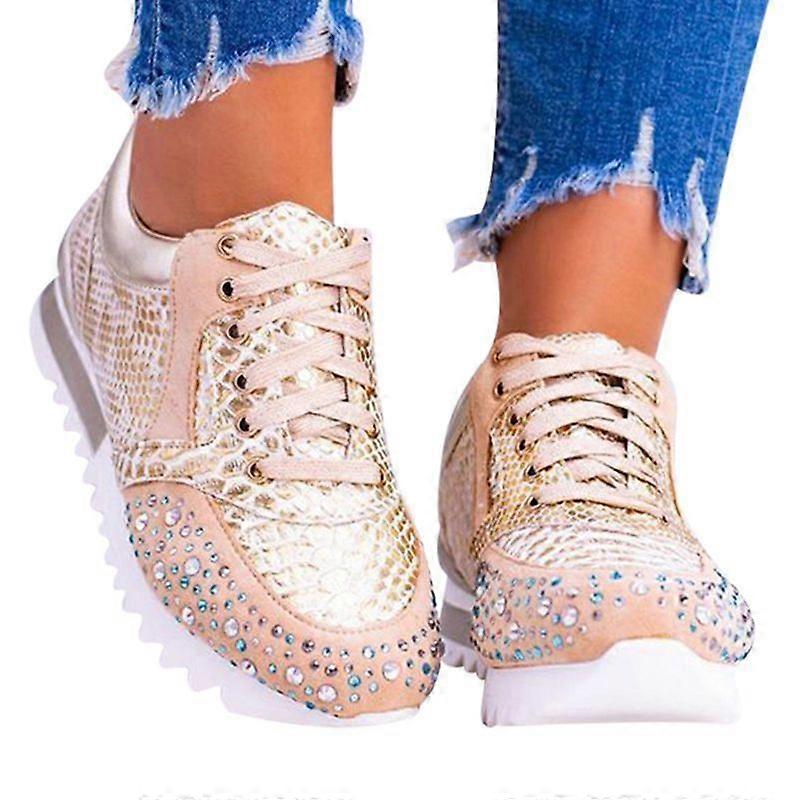 Nouvelles chaussures orthopédiques élégantes et confortables pour femmes, ornées de strass, chaussures de sport décontractées pour la course à pied. Baskets