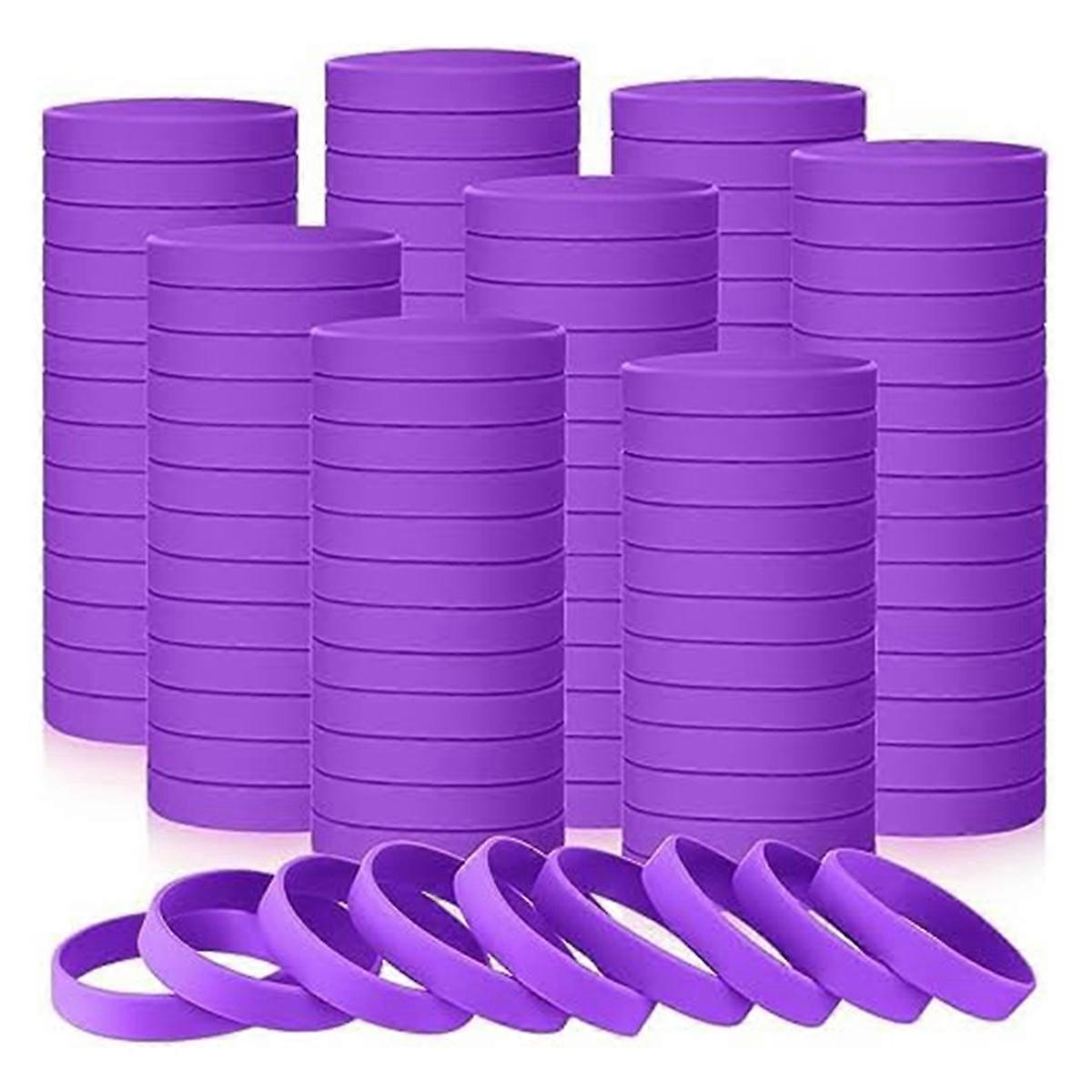 100Pcs Blank Elastic Solid Color Silicone Wristbands Stretch,B