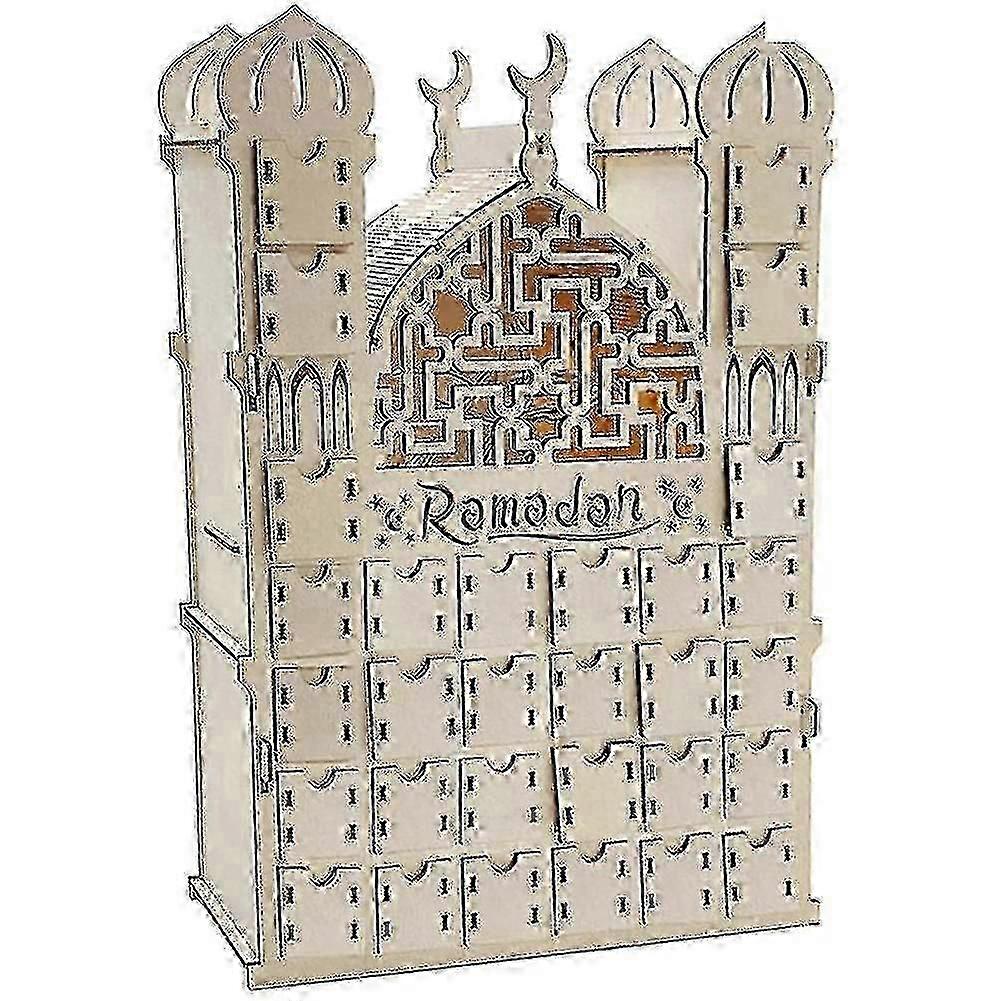ラマダンカレンダー、30個の引き出し付き木製の再利用可能なカレンダー、イードムバラク装飾、ラマダンカレンダーベストギフトベストギフト