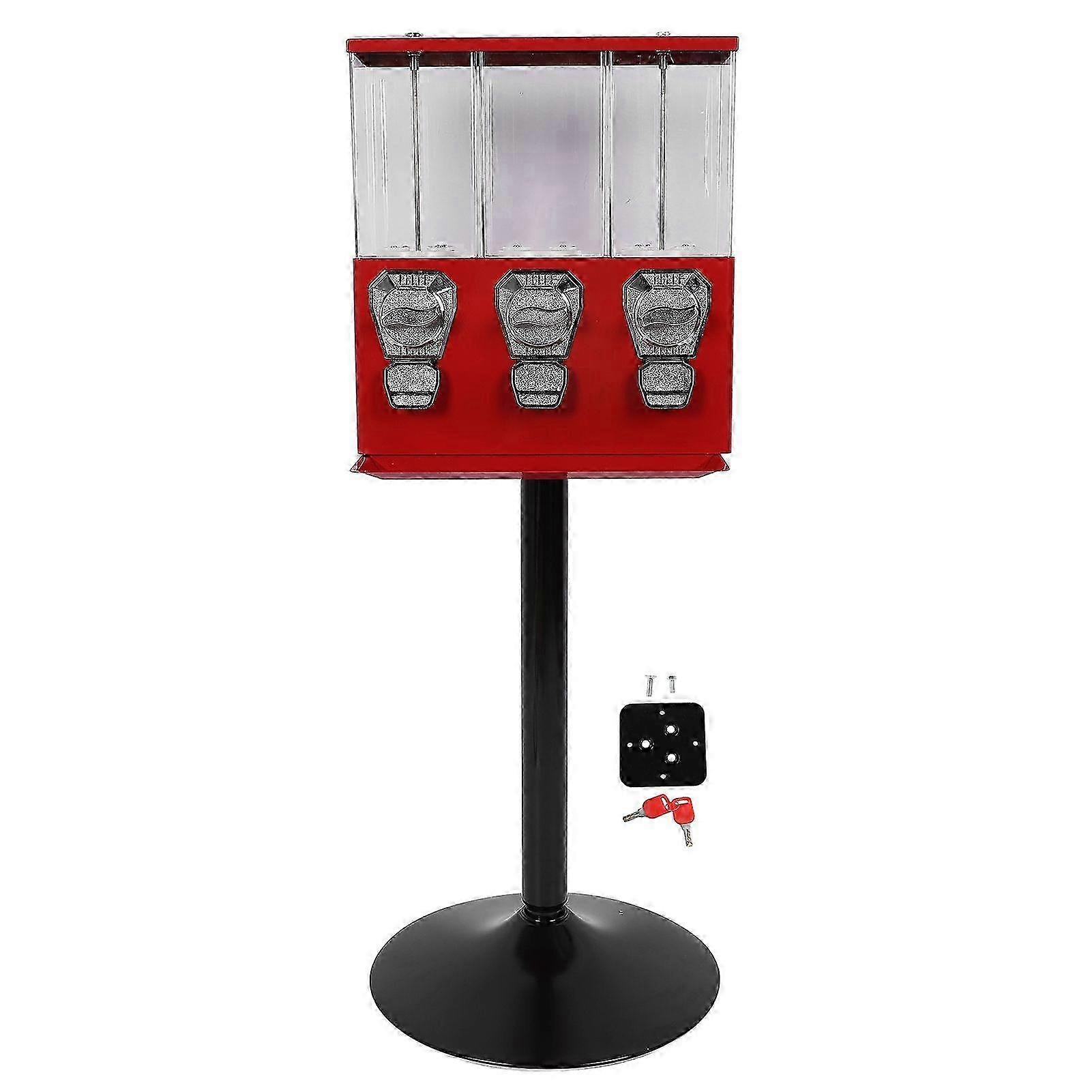 25-26 Candy Vending Machine with Stand Anti Theft Keys Triple Individual Candy Boxes Coin Operated Commercial Vending Machine for Store