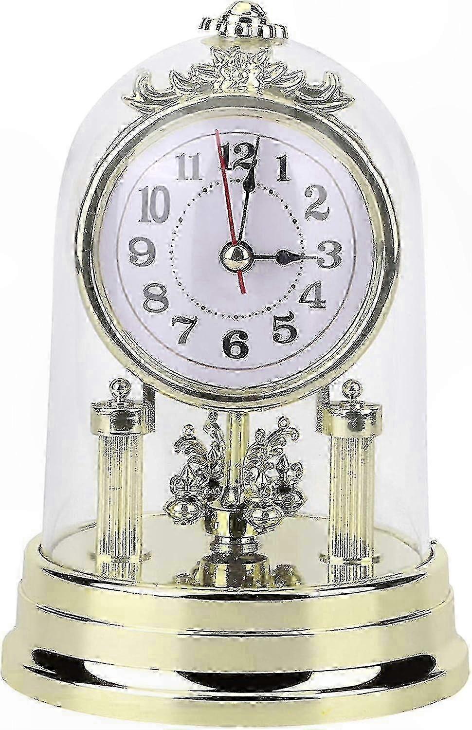 Retro Style Mantel Clock, Silent Non-Ticking Battery Operated Table Clock for Living Room, Bedroom, Office Decor