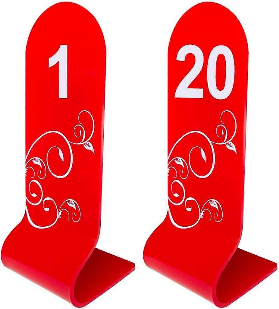 UrbanMingle Table Numbers 1-20 Red Double Side White Numbers on L Shape Red