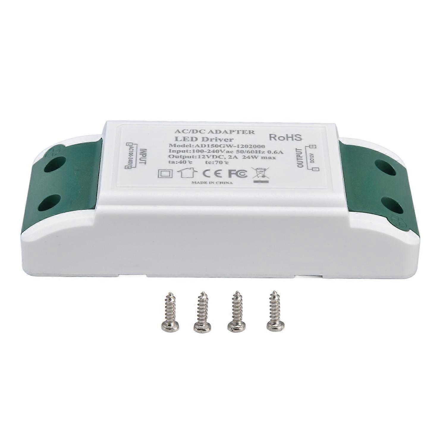 LED Driver 12V DC 24W 2A LED Power Transformer for LED Strip Light and Cabinet Light AC100‑240V