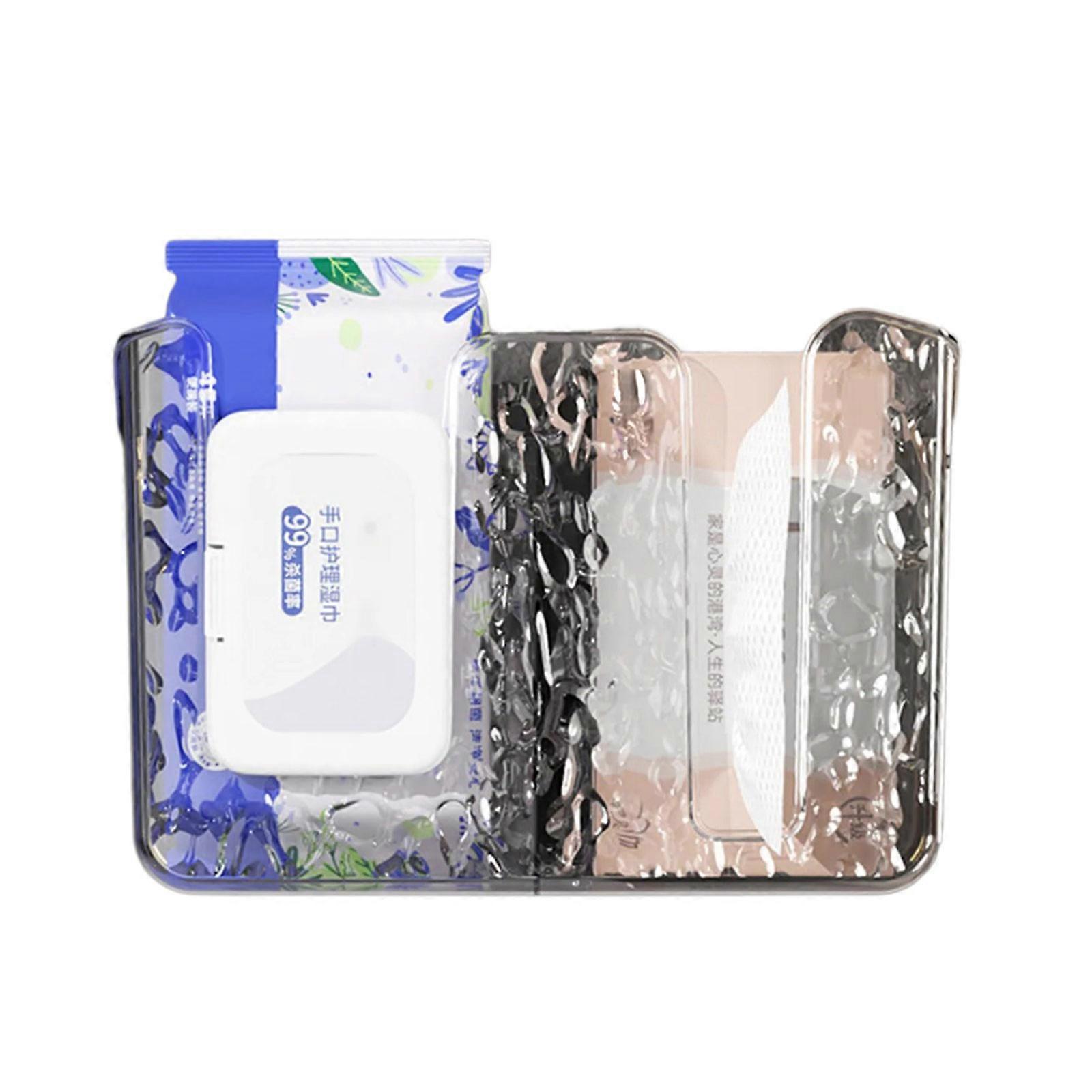 Wall Mounted Bathroom Tissue Dispenser Double Compartment Clear Plastic Storage Container For Flushable Wet Wipes Multicolor