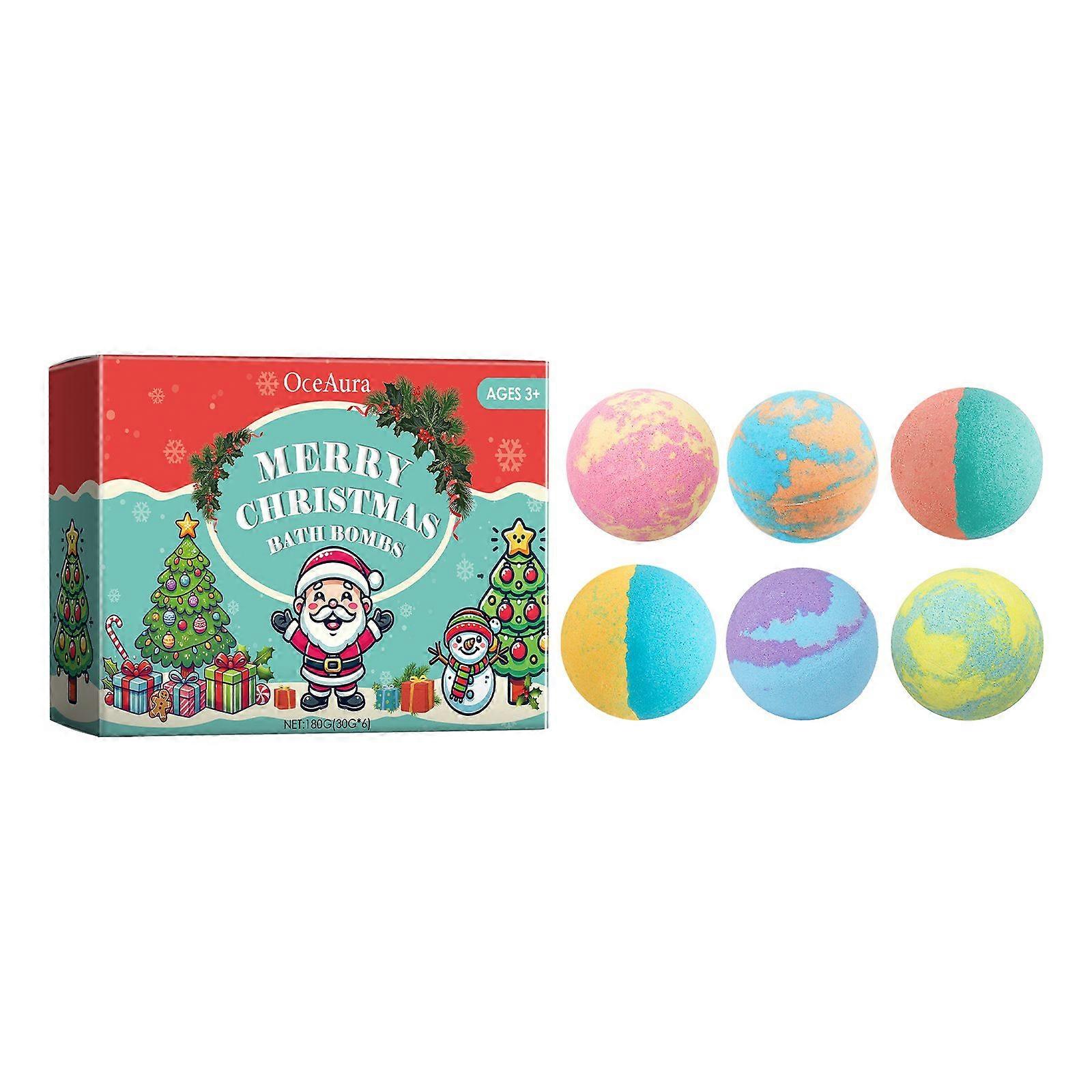 Oceaura Christmas Colored Bath Bombs  Bubble Shower Fragrance Moisturizing