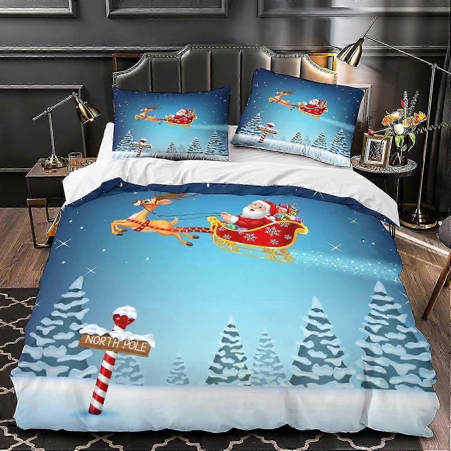 مجموعة غطاء لحاف مع مجموعة هدايا عيد الميلاد المطبوعة لعيد الميلاد للأطفال المراهقين الكبار 1 قطعة غطاء لحاف مع إغلاق