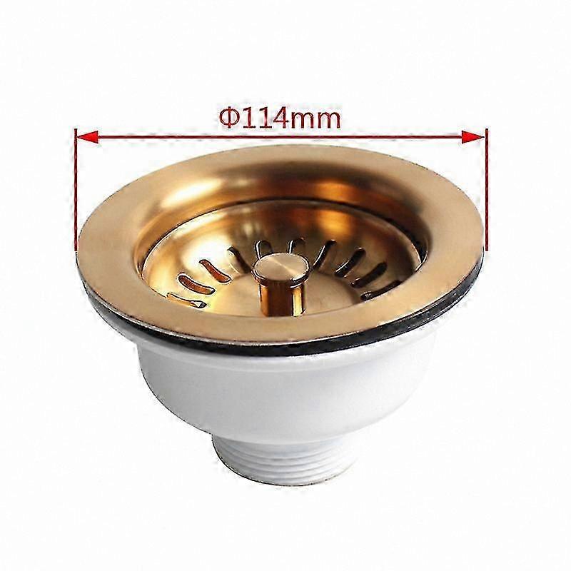 White Steel Sink Basket with Aged Brass Plug, 11.4 x 7.1cm, No Overflow Feature SZRH