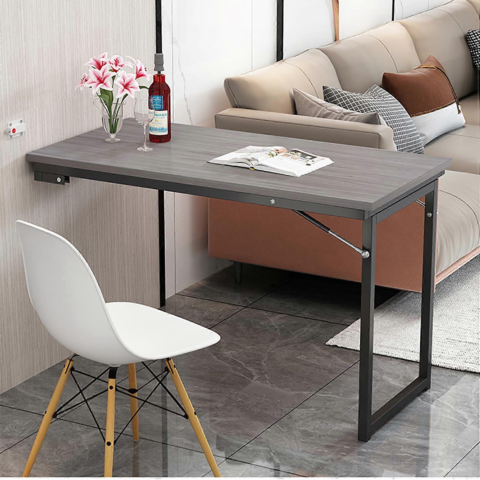 Wall Mounted Folding Drop Leaf Desk 100x50cm Collapsible Laptop Table Space Saving Workstation Color C 100x50x75cm