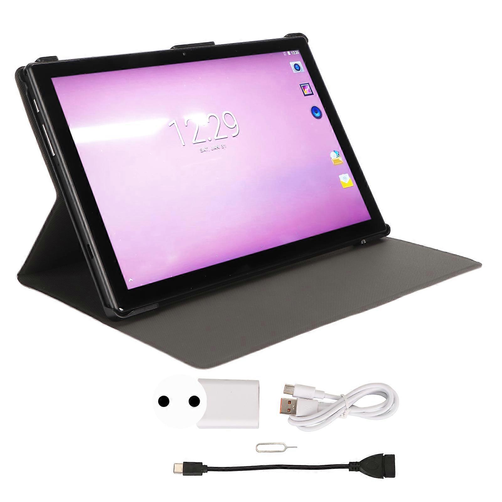 10.1 Inch Tablet with 8 Core Processor, 256GB ROM, 4G/5G WiFi, Case, EU Plug