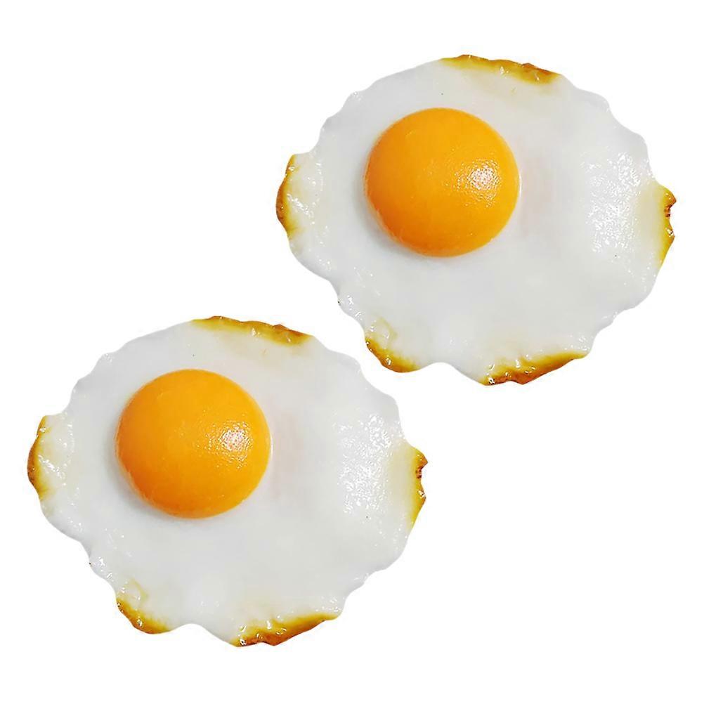 Simulation Chicken Egg Fried Egg Models for Decor 2Pcs Artificial Props