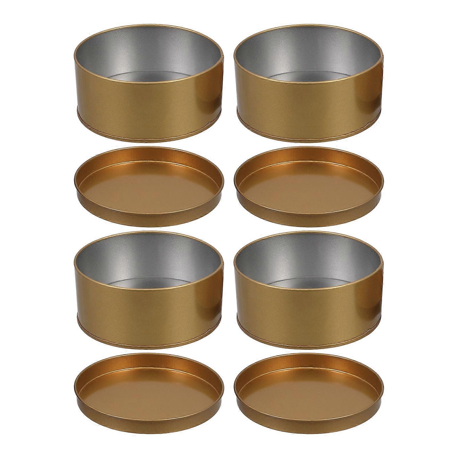 Golden Cookie Tin Large Round Tin Box for Cookie Storage 4Pcs Set