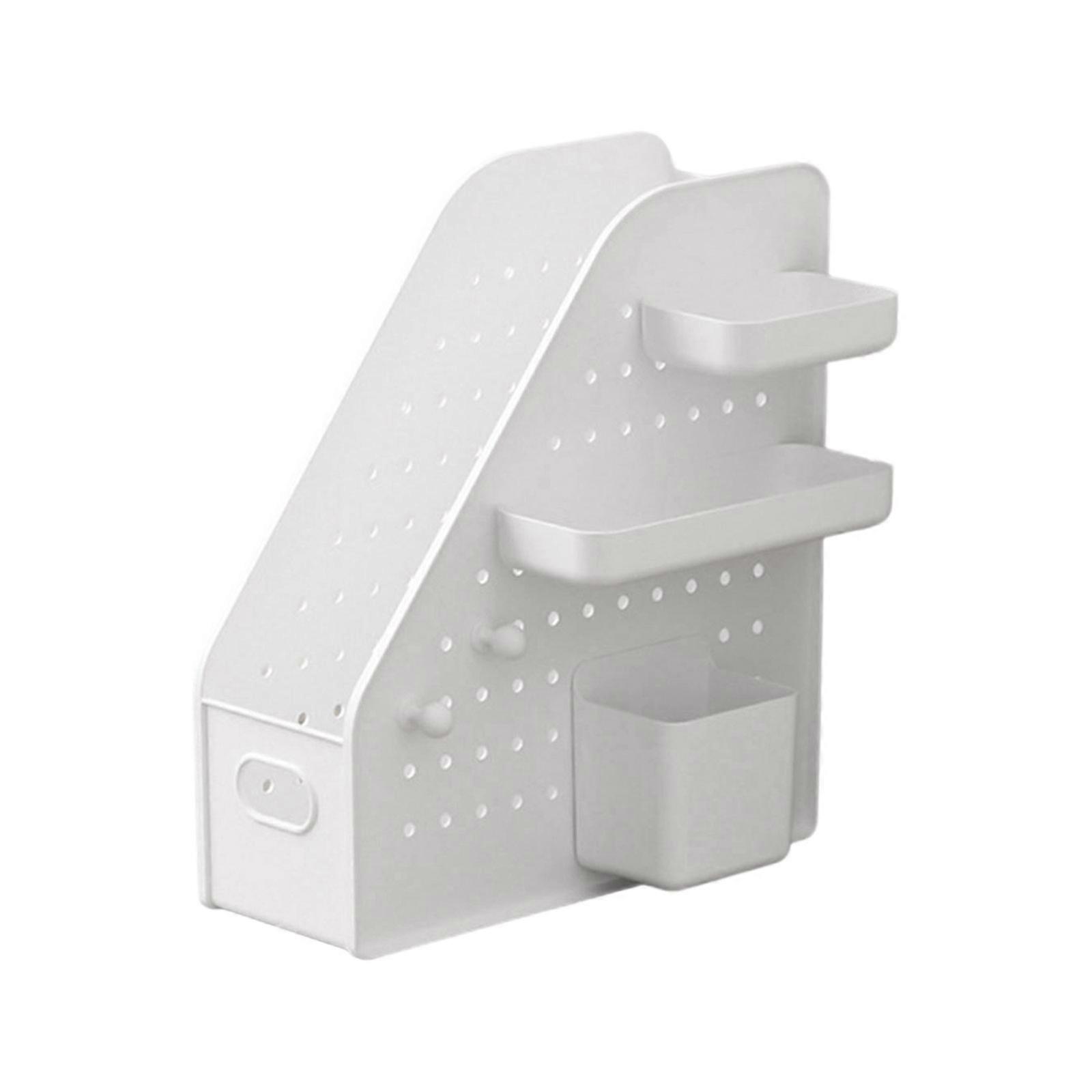 Desk Organiser Storage Box With Pegboard and Pen Cup Space Saving Bookend Document Stand For Home Office Desk Management Multicolor