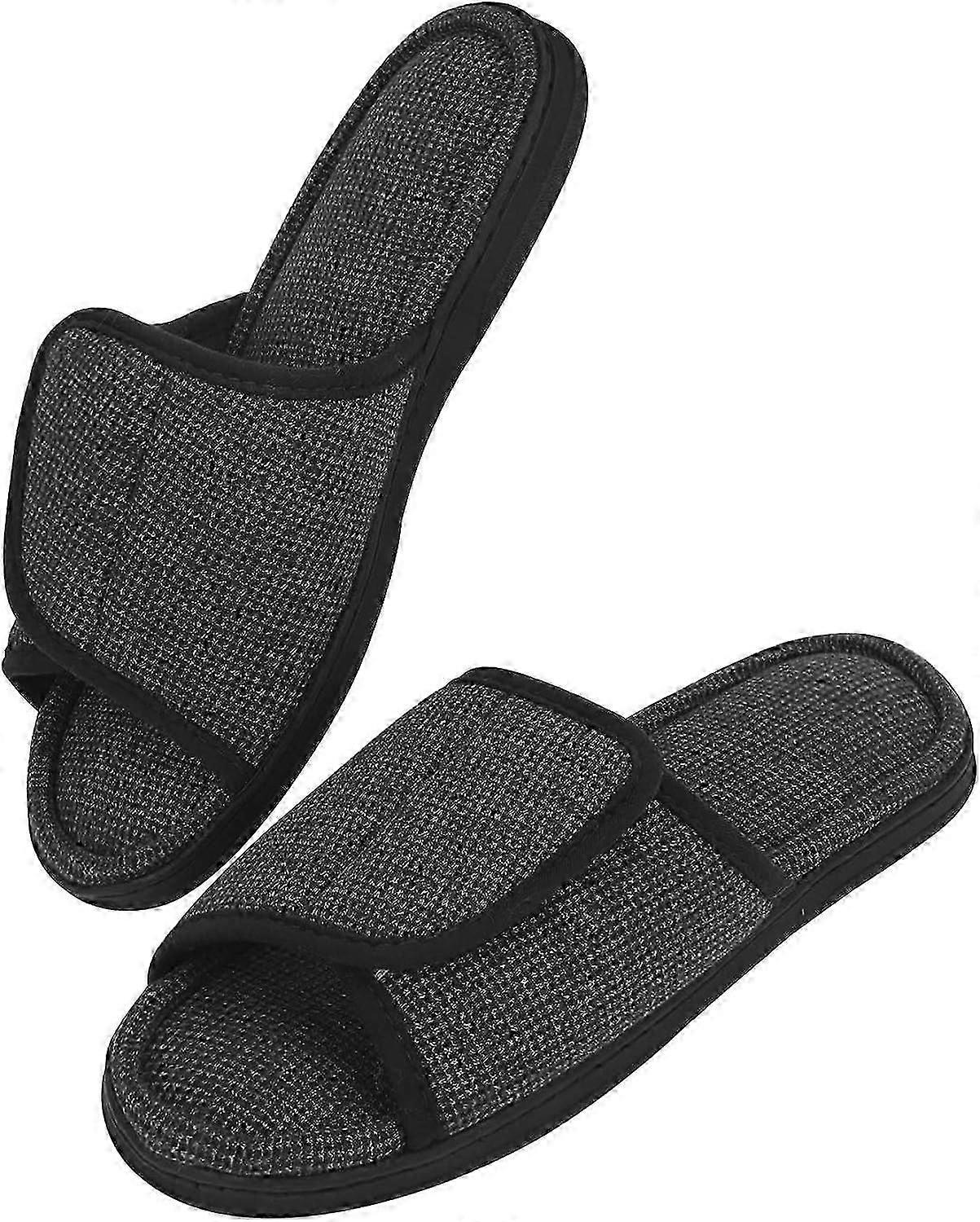 Mens Soft Open Toe Diabetic Adjustable Indoor Slippers
