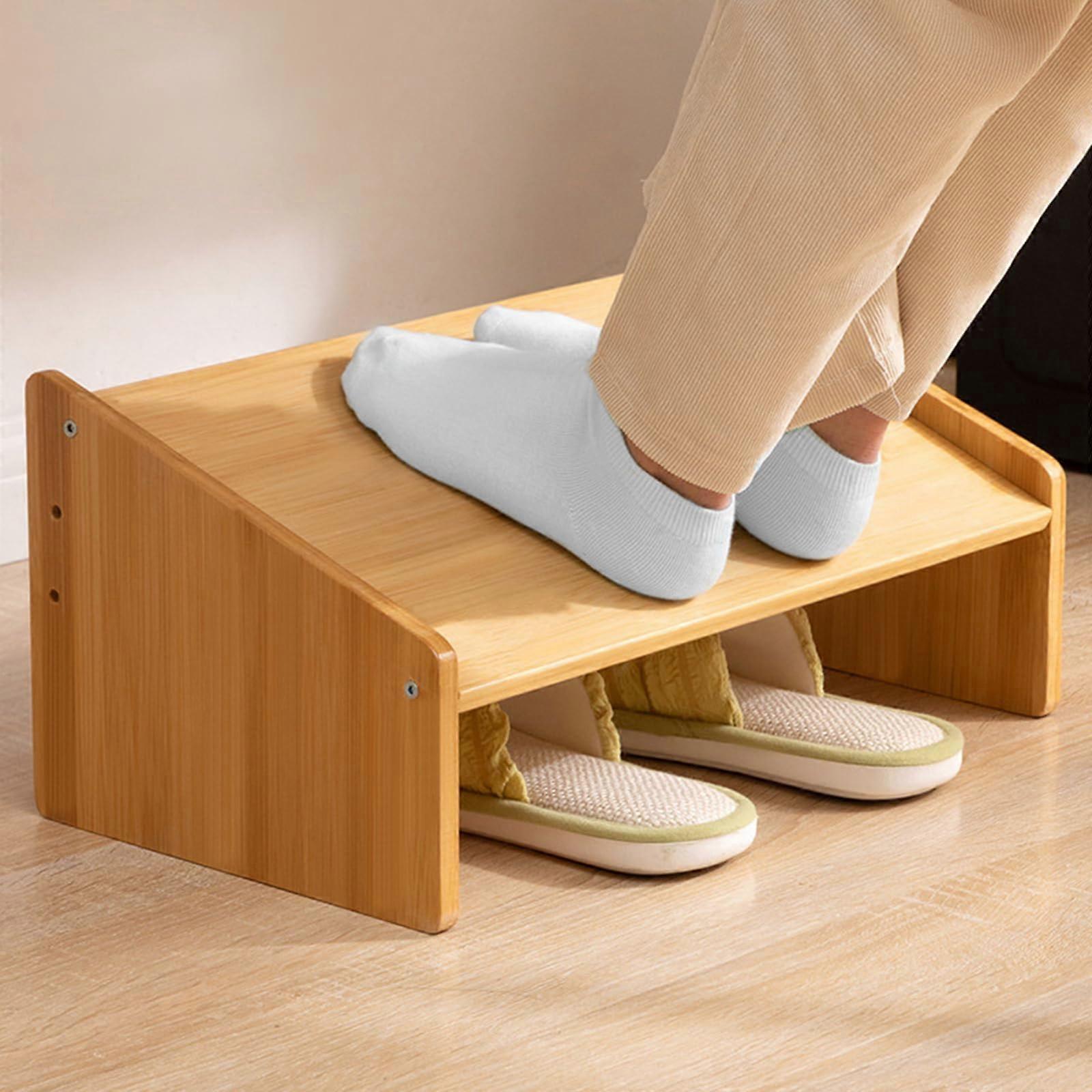 Adjustable Under Desk Foot Rest with 3 Height Levels, Bamboo Foot Stool for Home Office Chairs