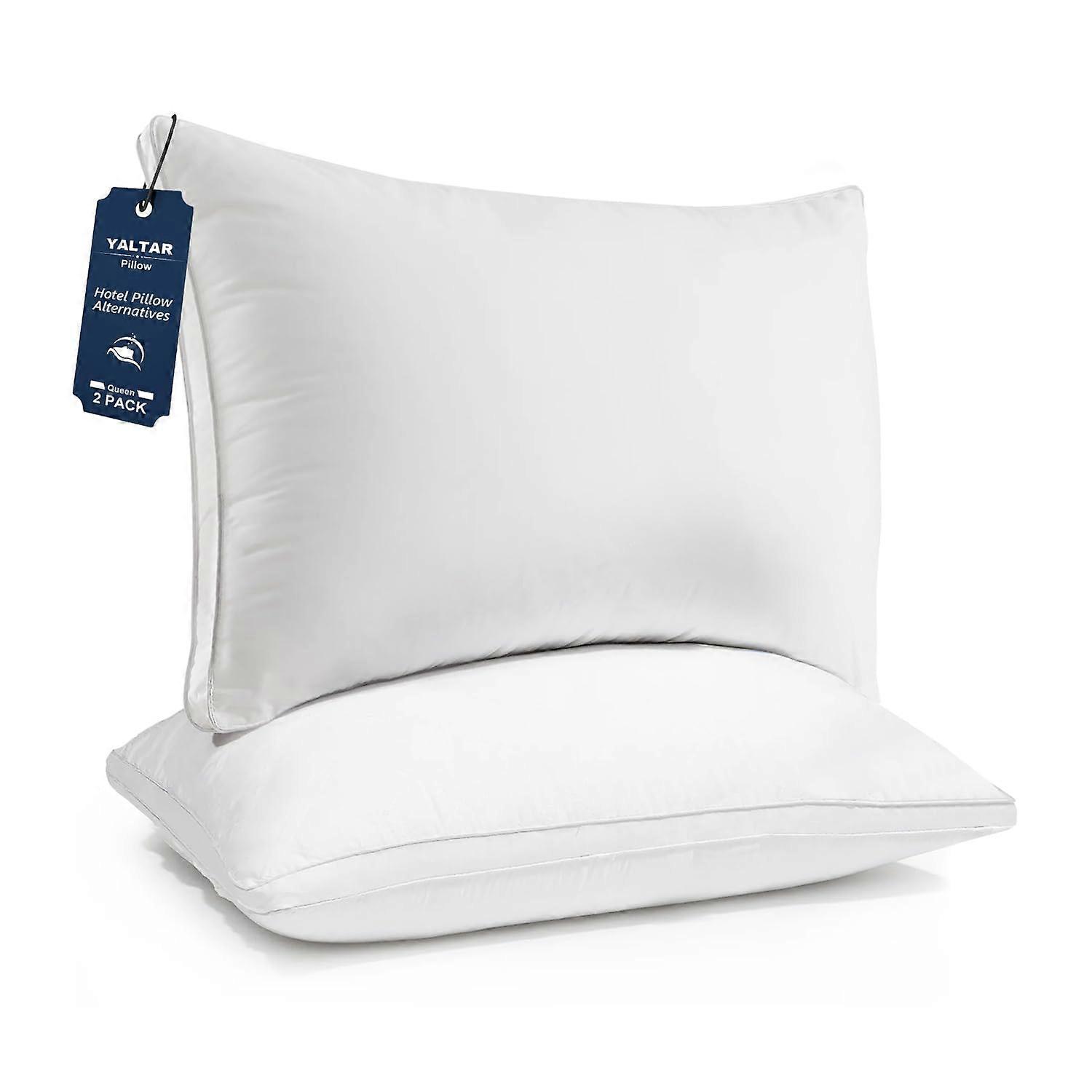 Queen Size Bed Pillows Set of 2 Down Alternative Soft Fluffy for Side Back Stomach Sleepers 20x30 White