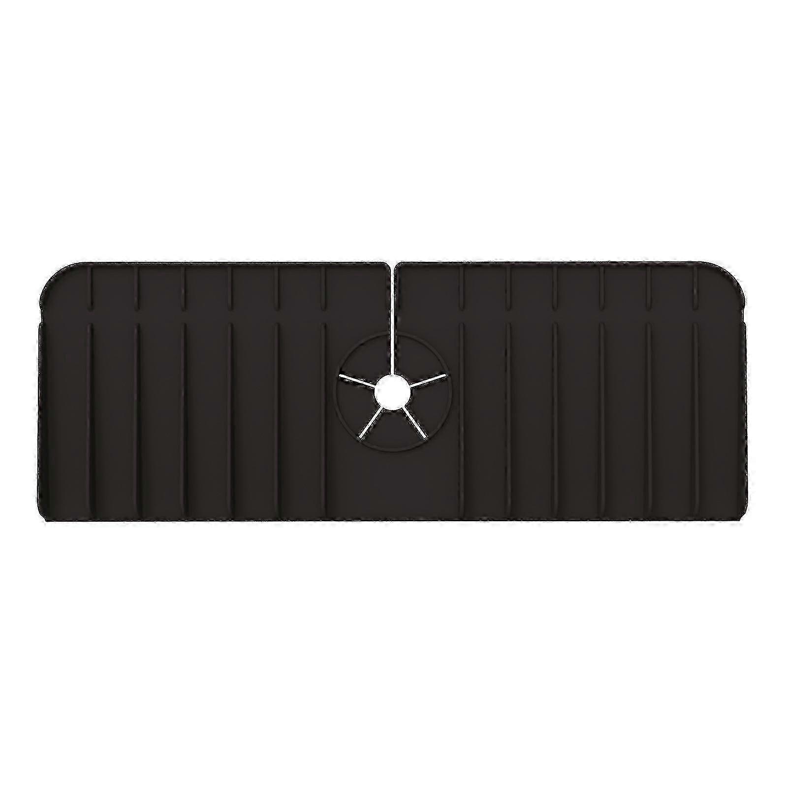 Faucet Splash Defender - Soft Silicone Sink Mat with Drain Port Design - Countertop Drip Catcher for Home Use