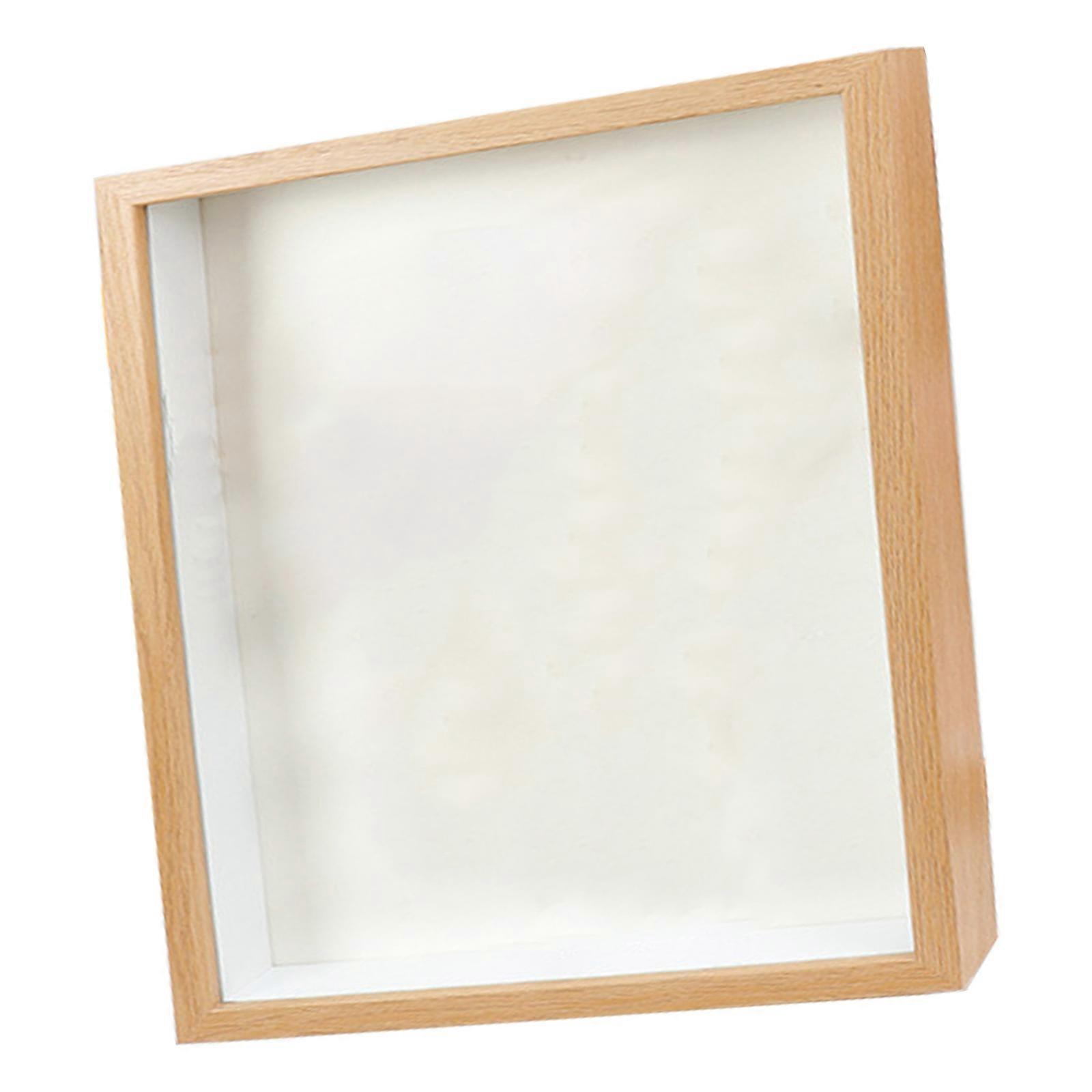 Handmade Wood Flower Display Frame Frames for Crafts 3D Square Pattern for Home Decoration  Wood color Square 10 inches