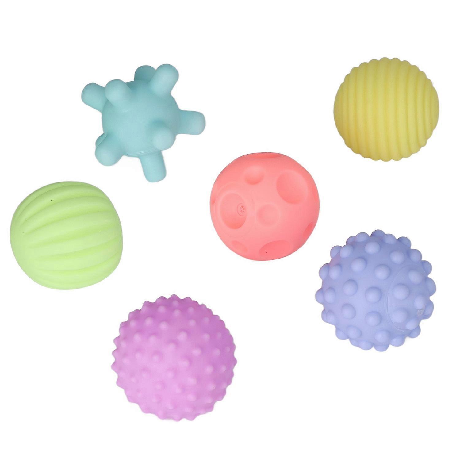 6pcs Baby Textured Ball Set Infant Funny Soft Elastic Multicolor Squeezing Sensory Ball Toy for Home