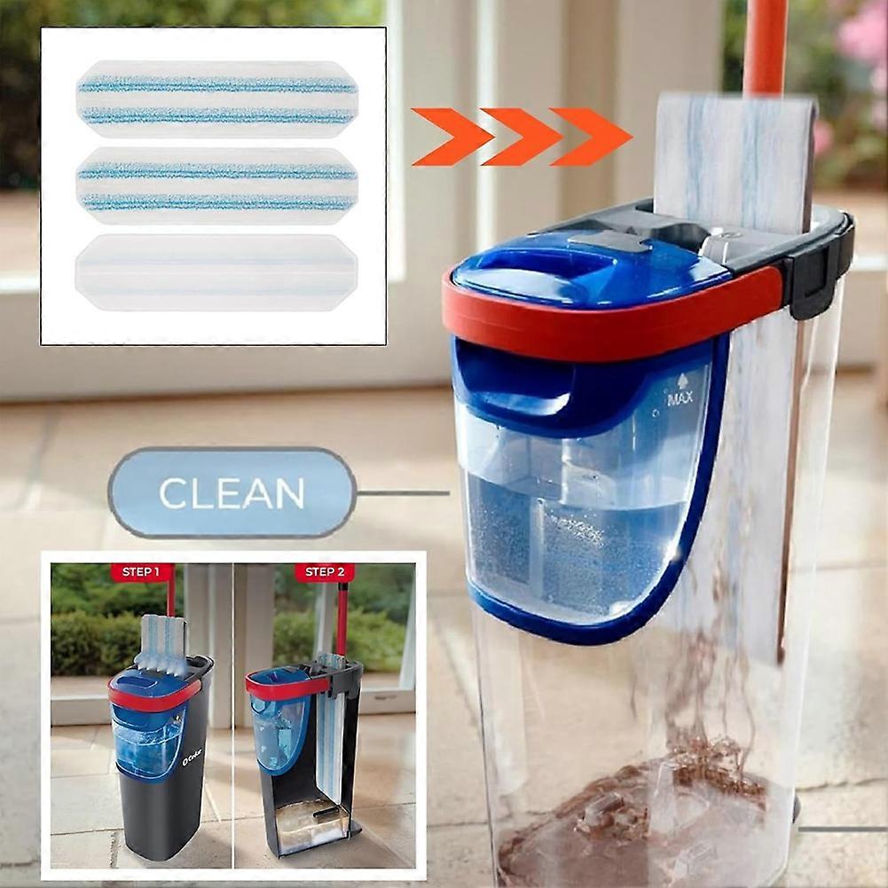 3 Pack Microfiber Mop Cloths Replacement for Vileda H2PrO and O-Cedar H2PrO Flat Mop Replacement Parts