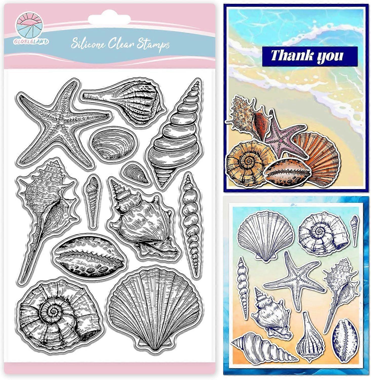 Conch Shell Clear Stamps for Scrapbooking Starfish Silicone Stamps Summer Beach Transparent Stamp for Card Making DIY Embossing Journaling