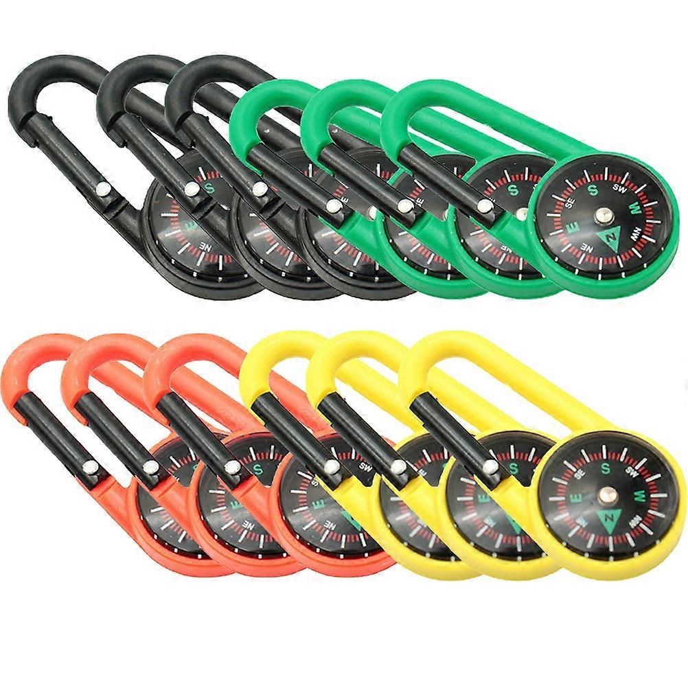 Compass Carabiner Outdoor Climbing Compass for Camping 12Pcs Set with Hook