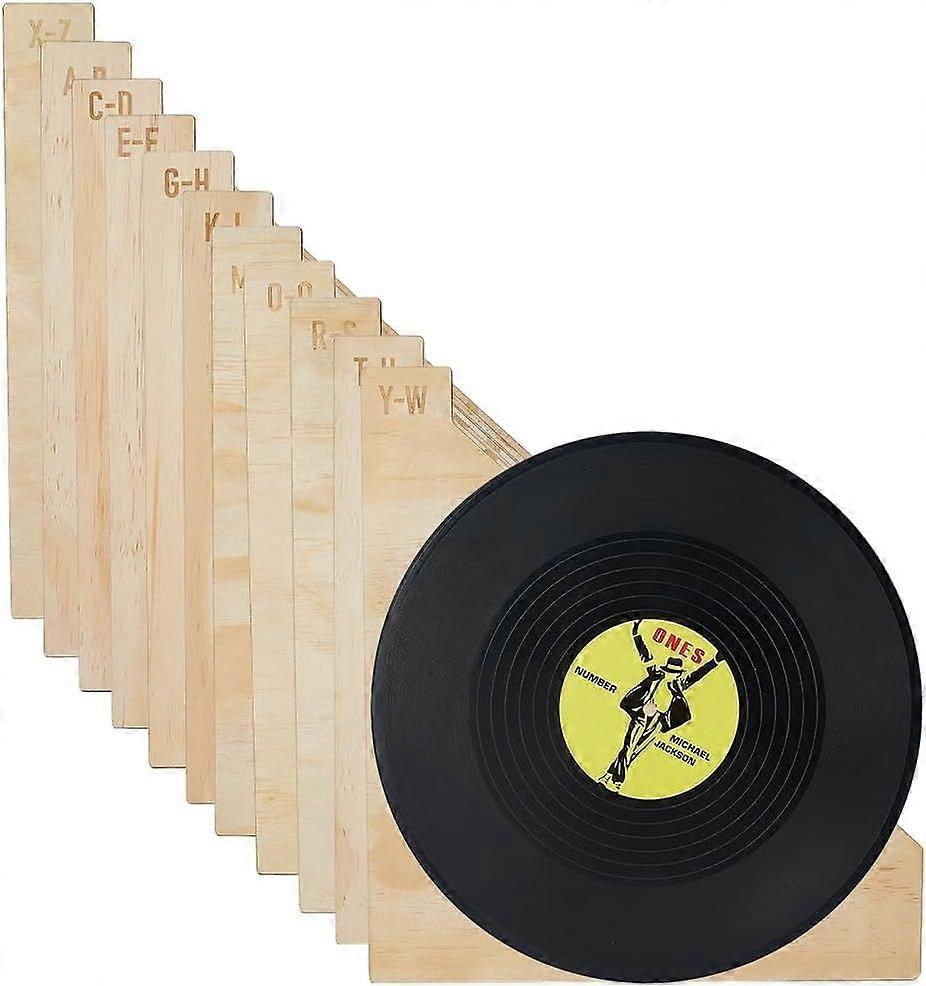 1 Set 12pcs Wooden A-Z Record Divider Record Sorting Label Board Vinyl Record CD Magazine Storage and Organization Tool Layered Compartment Divider fo