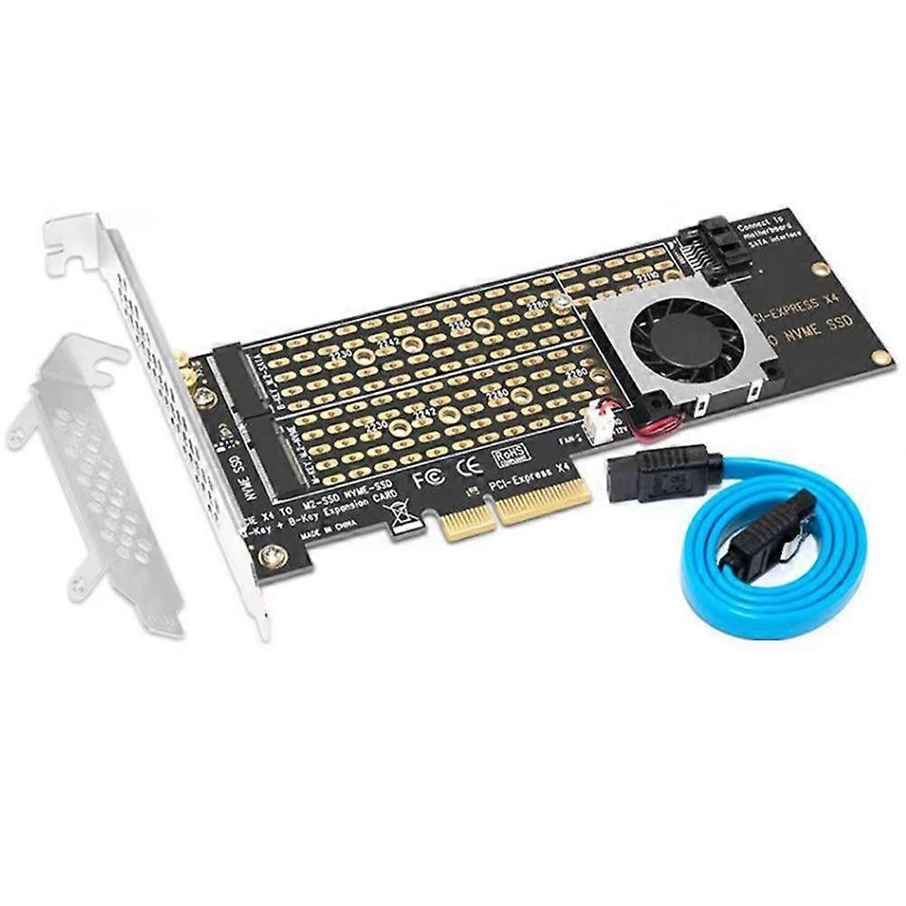 M.2 NVMe Adapter SSD to PCIe Card Key M Key B with Fan SATA3.0 Cable PCIE to M2 Adapter for 2230 224