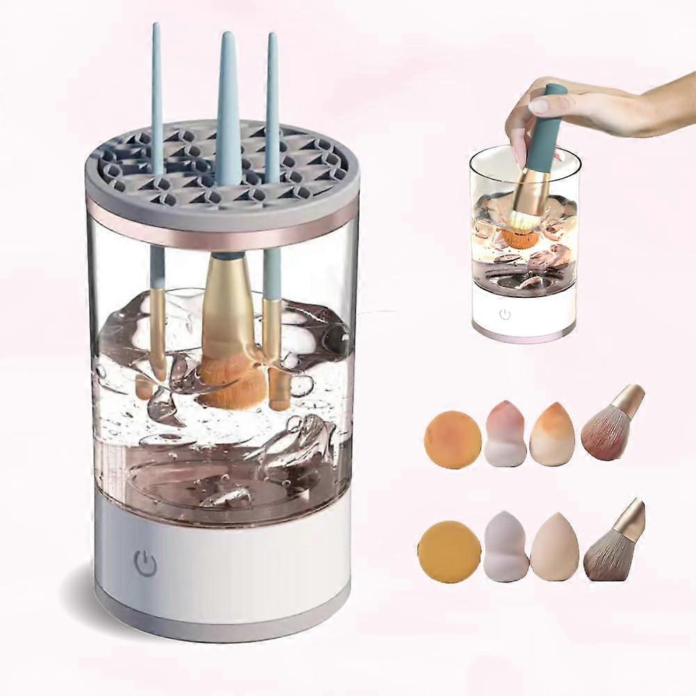 Electric Makeup Brush Cleaner Machine with Transparent Bowl for Fast Automatic Washing and Drying