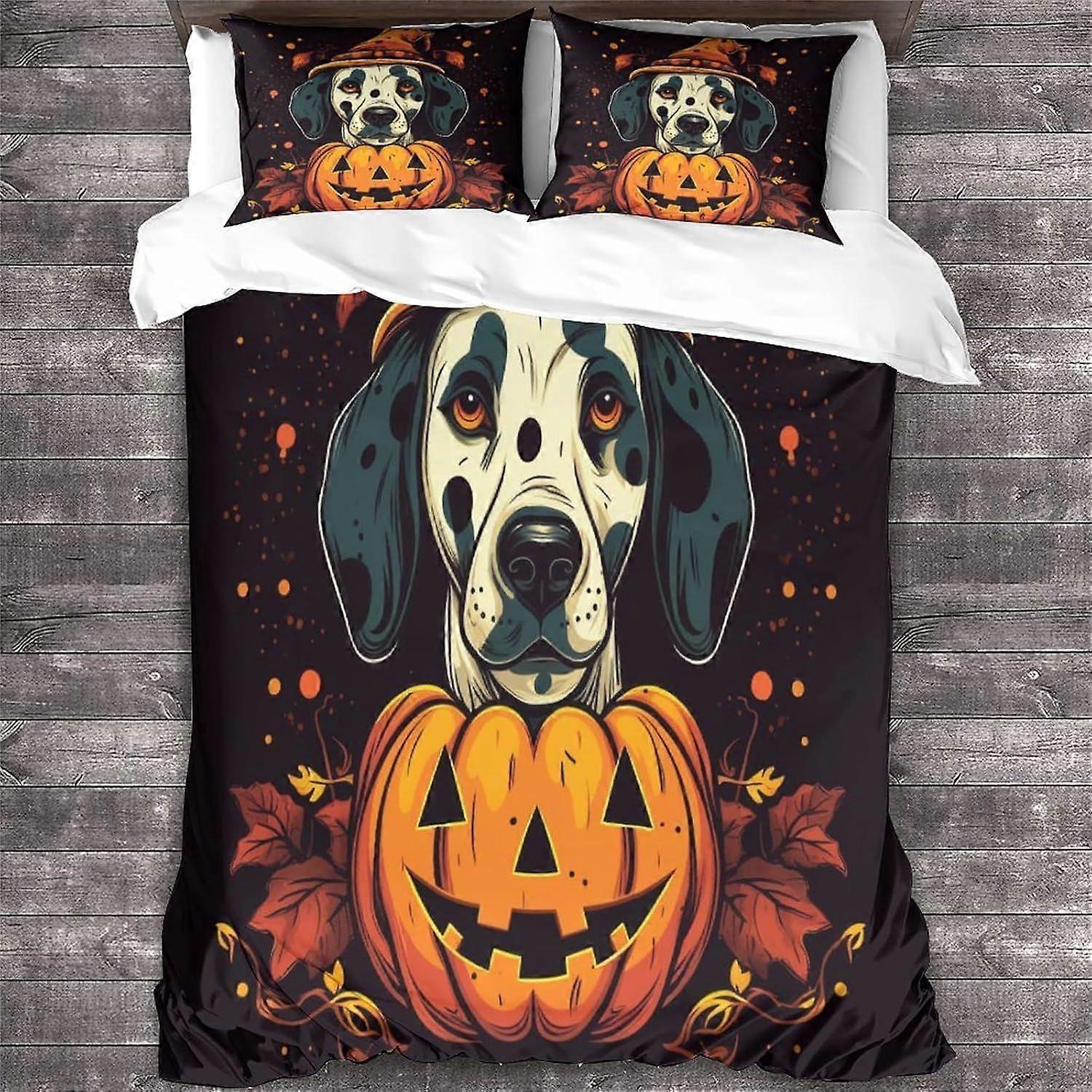 Capa de edredom com estampa de cachorro, conjunto de cama de Halloween para crianças, adolescentes e adultos, capa de edredom com estampa de animais, capa de edredom leve e moderna para decoração de quarto.