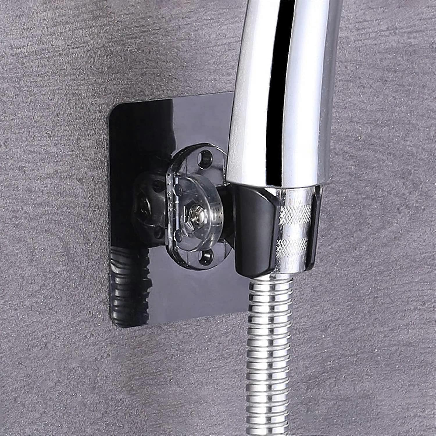 Adjustable Shower Head Holder Wall Mounted SelfAdhesive No Drill Bracket for Bathroom Black