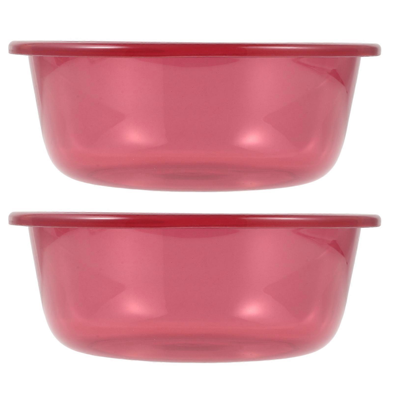 Plastic Kitchen Washing Basin for Storage Use 2Pcs Durable Rosy Basin