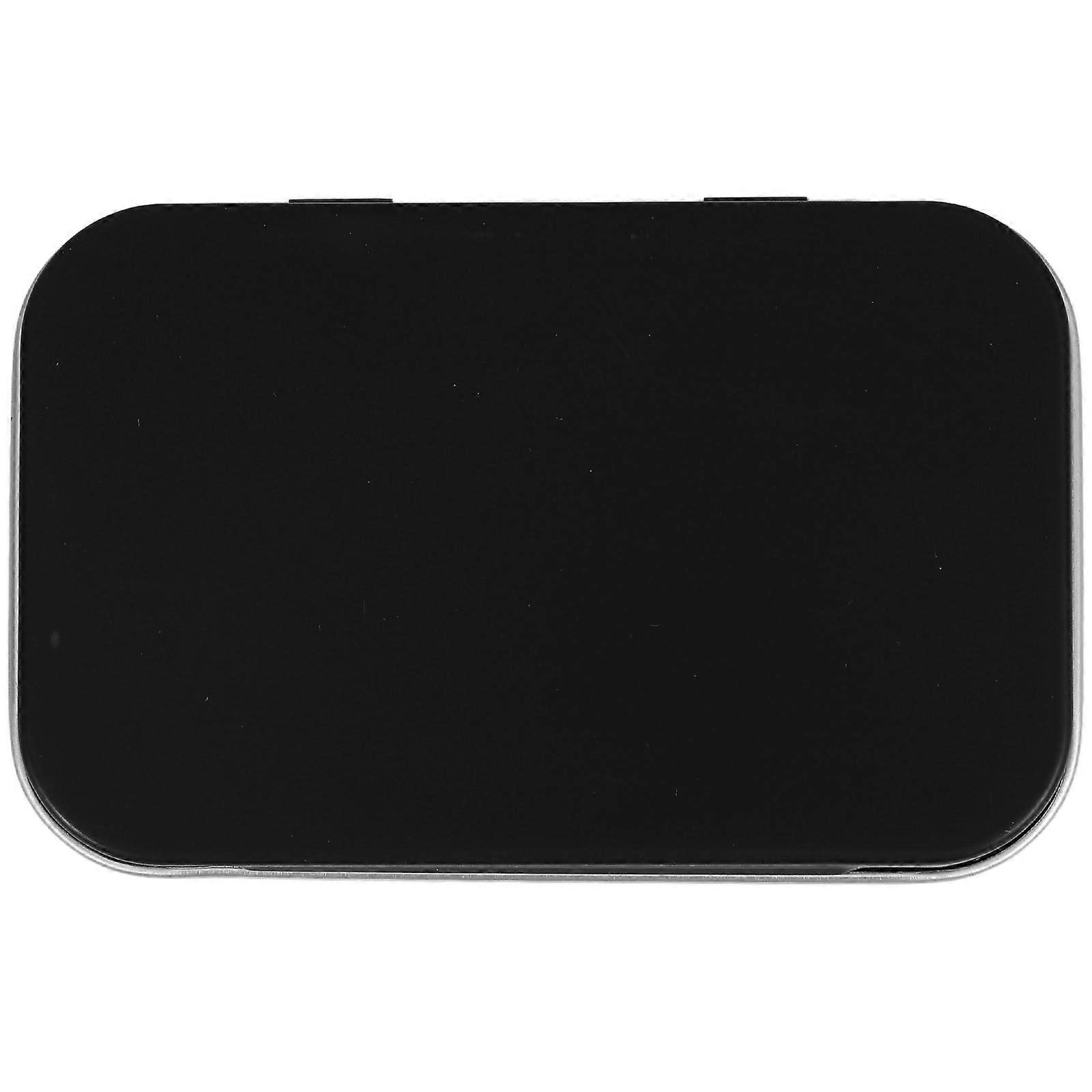 Black Hinged Tinplate Storage Box for Small Items with Rust-Resistant Design 4x3 Inches