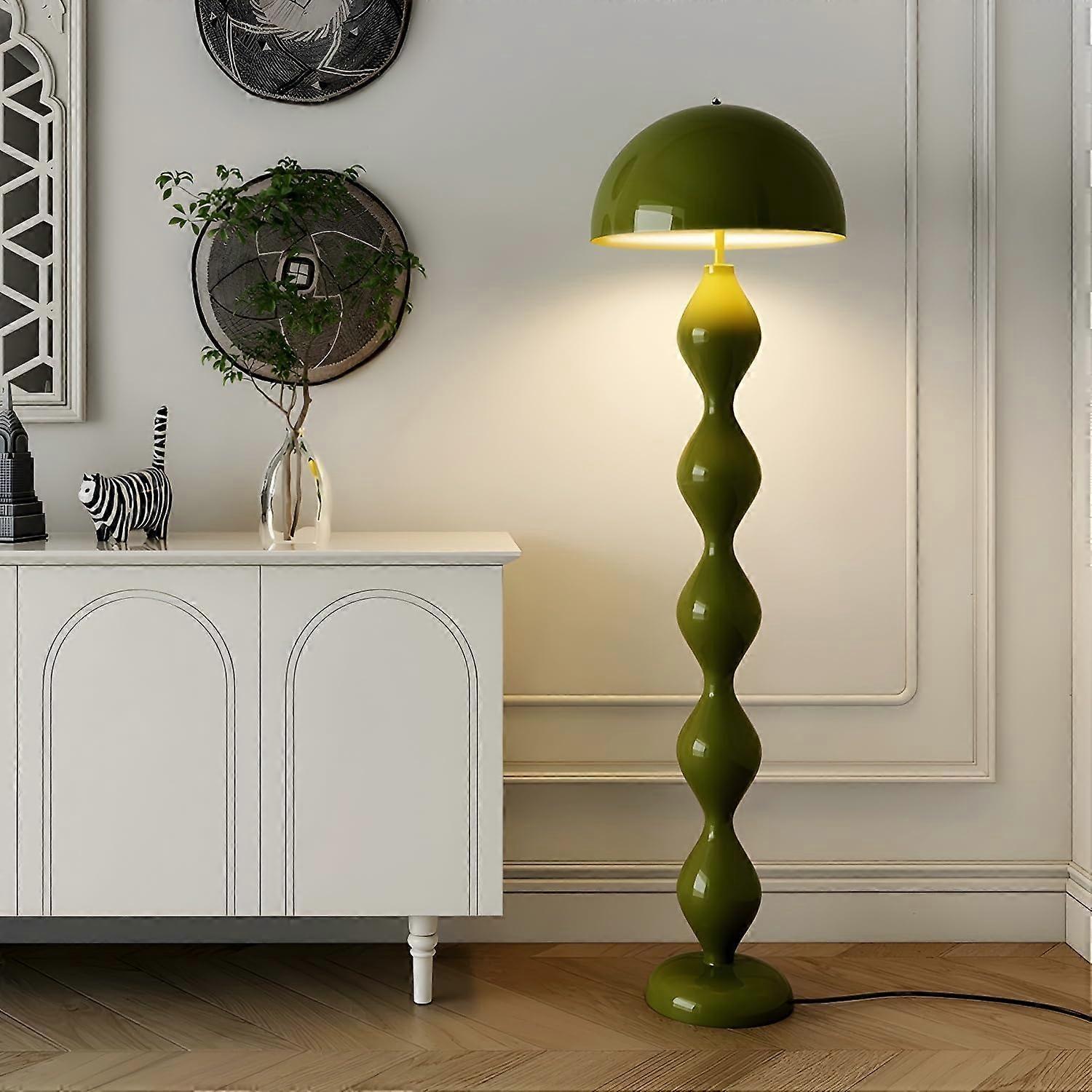 Mushroom Floor Lamp with Green Iron Shade, Modern Design, 3 Color Temperatures, Foot Switch