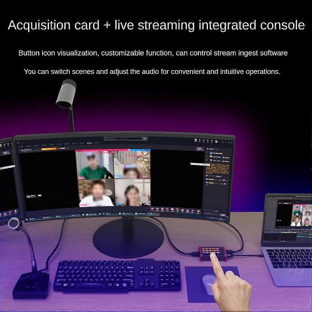 4K HD Capture Card Live Broadcast Console Stream Box Visual Smart Custom Keyboard Stream Deck Capture Support OBS/TikTok
