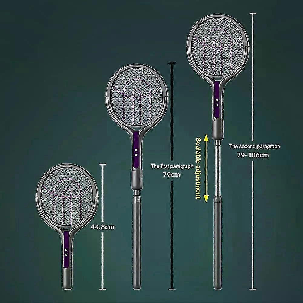 2800V Electric Mosquito Killer Multi- Angle Adjustable Rotating Electric Fly Swatter Rechargeable Handheld Bug Zapper for Indoor