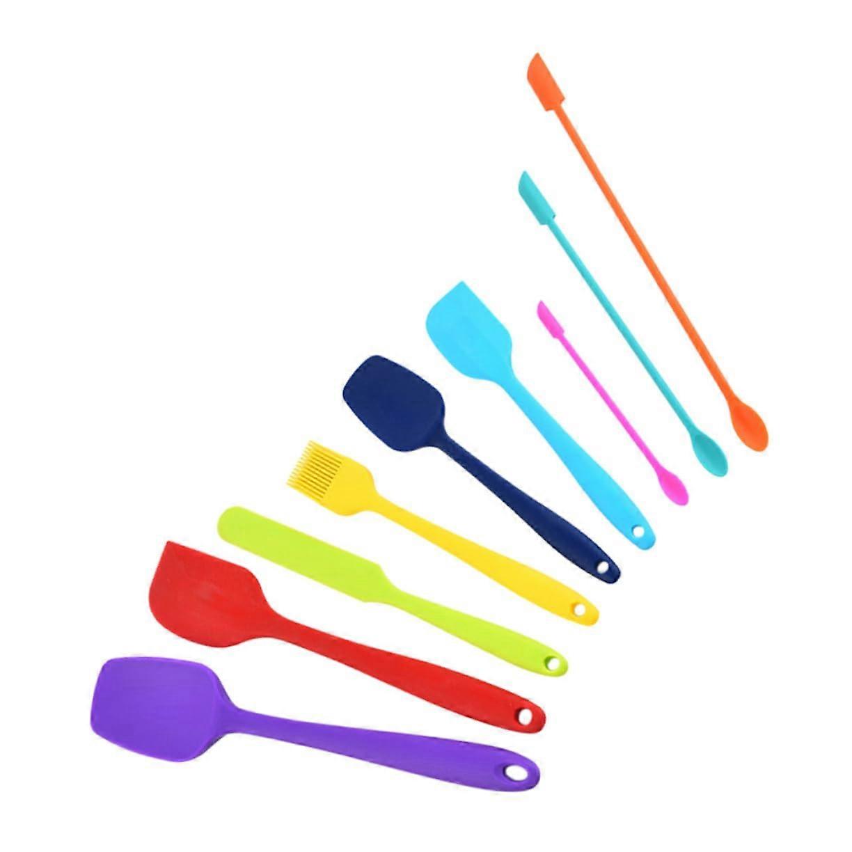 9 Piece Cake Spatula Set Silicone Baking Tools with Easy Clean Surface and Hanging Storage