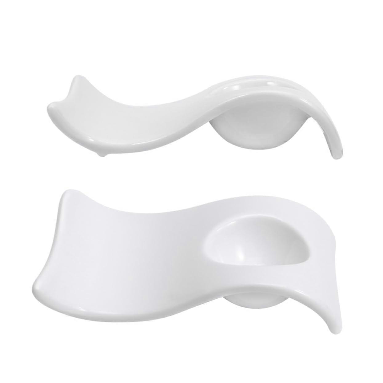 2pcs Ceramic Egg Cup Set with Elegant Wave Design, BreakResistant, White Egg Holders for Home and Cafe