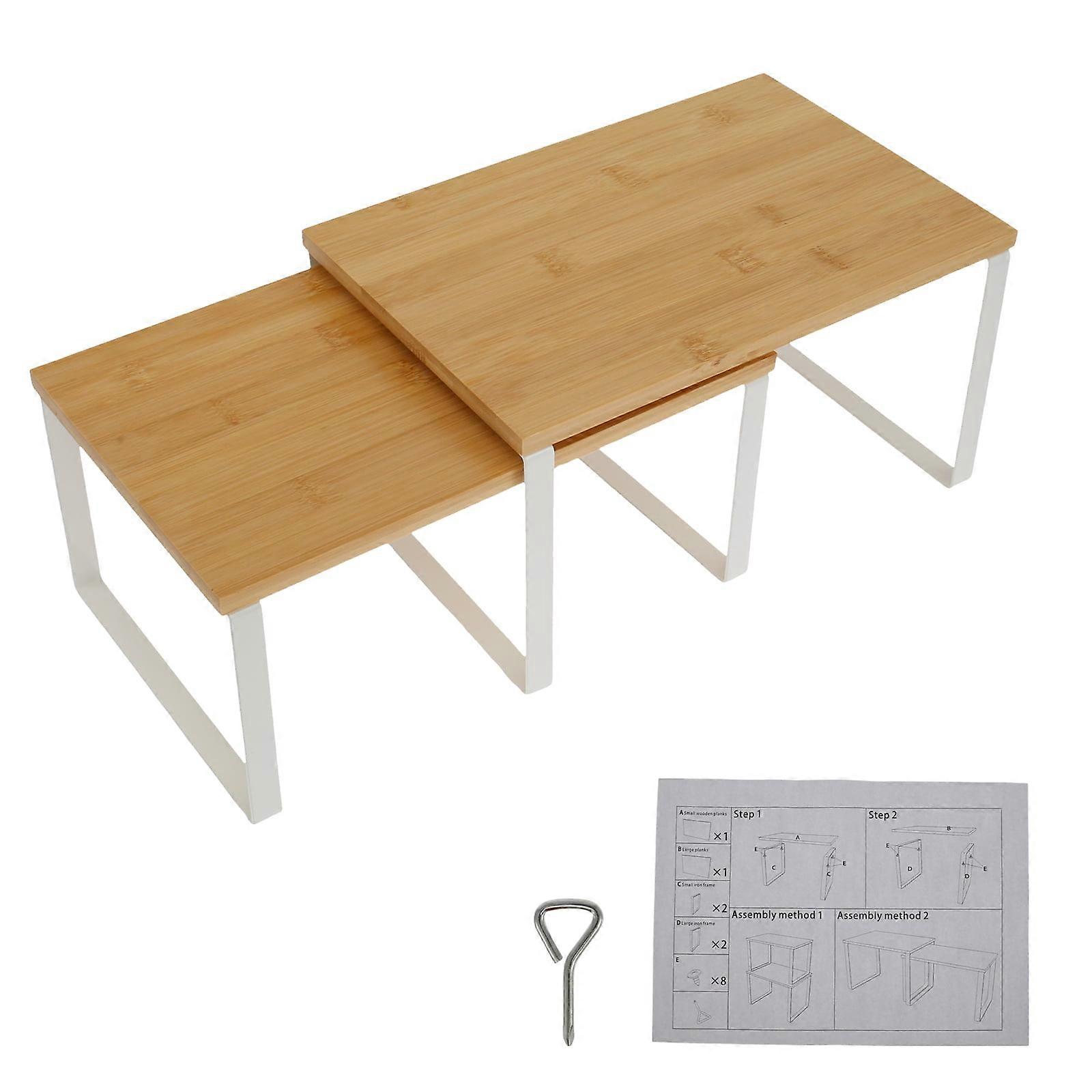 FUYGRCJ 2Pcs Expandable Cabinet Shelf, Stackable Storage Organizer, Adjustable Space-Saving Kitchen Countertop Shelf for Pantry, Compatible with