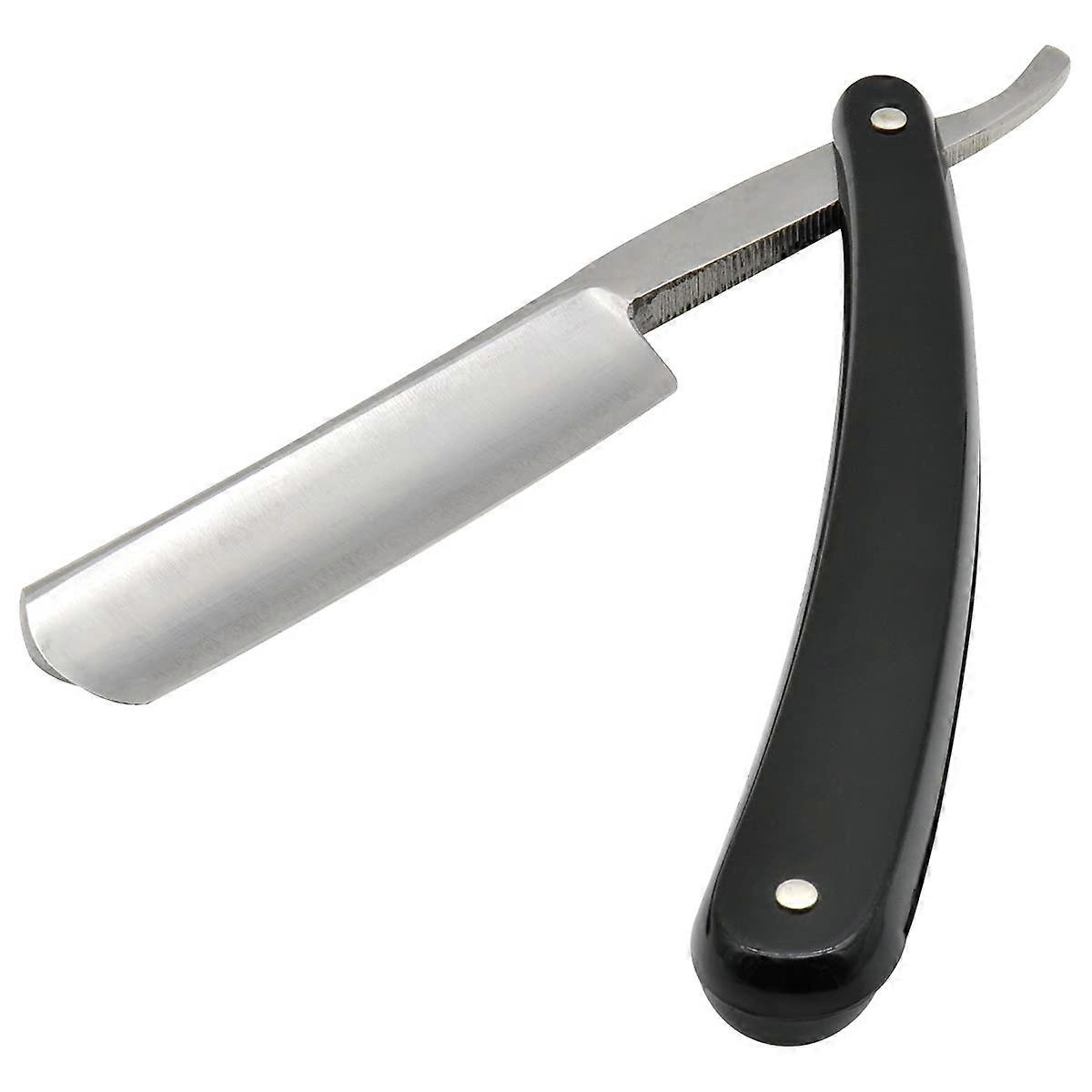 Straight Edge Razor with Smooth Black Handle for Precision Shaving, Foldable Safety Design