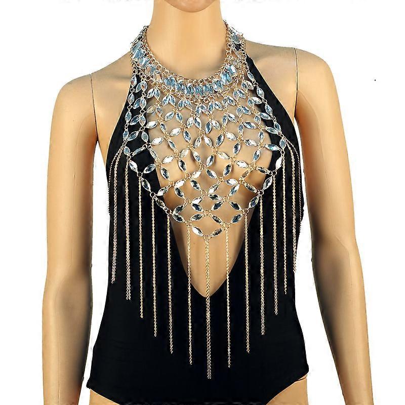 Fashion Long Tassels Women Necklace Sexy Bikini Beaded Body Chain Harness Festival Wear