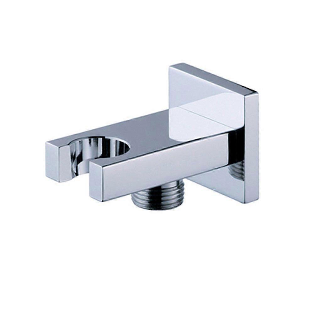 Handheld Shower Head Holder with Hose Connector Wall Mount Chrome Bracket for Bathroom