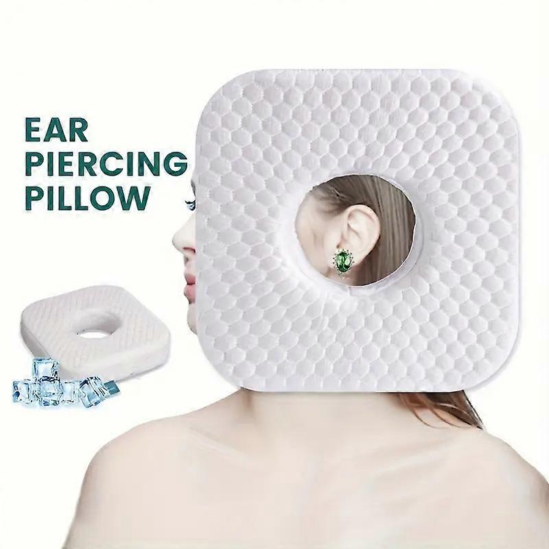 1PCS Memory Foam Pillow with Ear Hollow Design -  Square Pillow for Side Sleepers Home Car Travel Use Universal Comfort Support